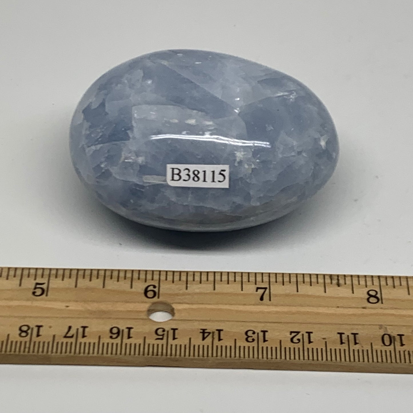 175.7g, 2.6"x2"x1.4" Blue Calcite Palm-Stone Polished Tumbled, B38115