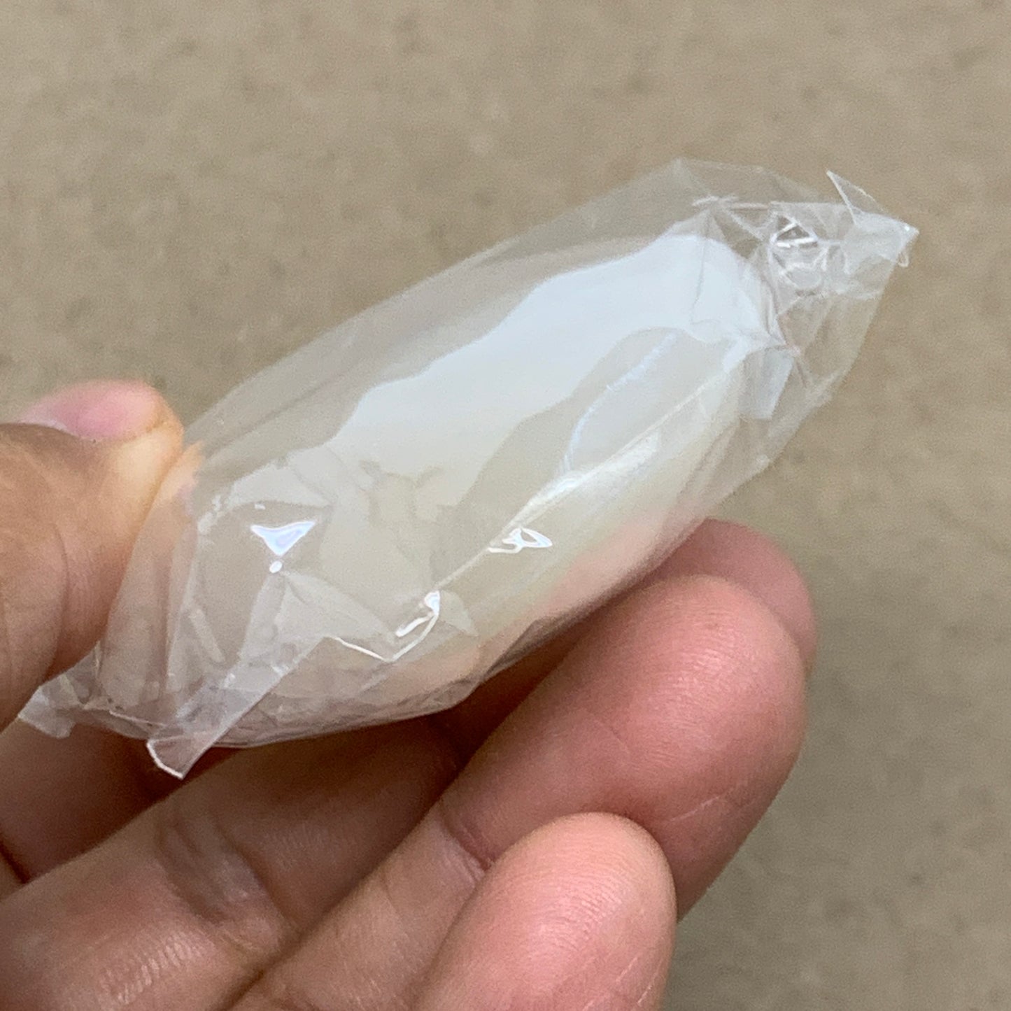 83g, 2.8"x1.9"x0.8", White Selenite Palmstone Crystal Pillow Reiki, B36362