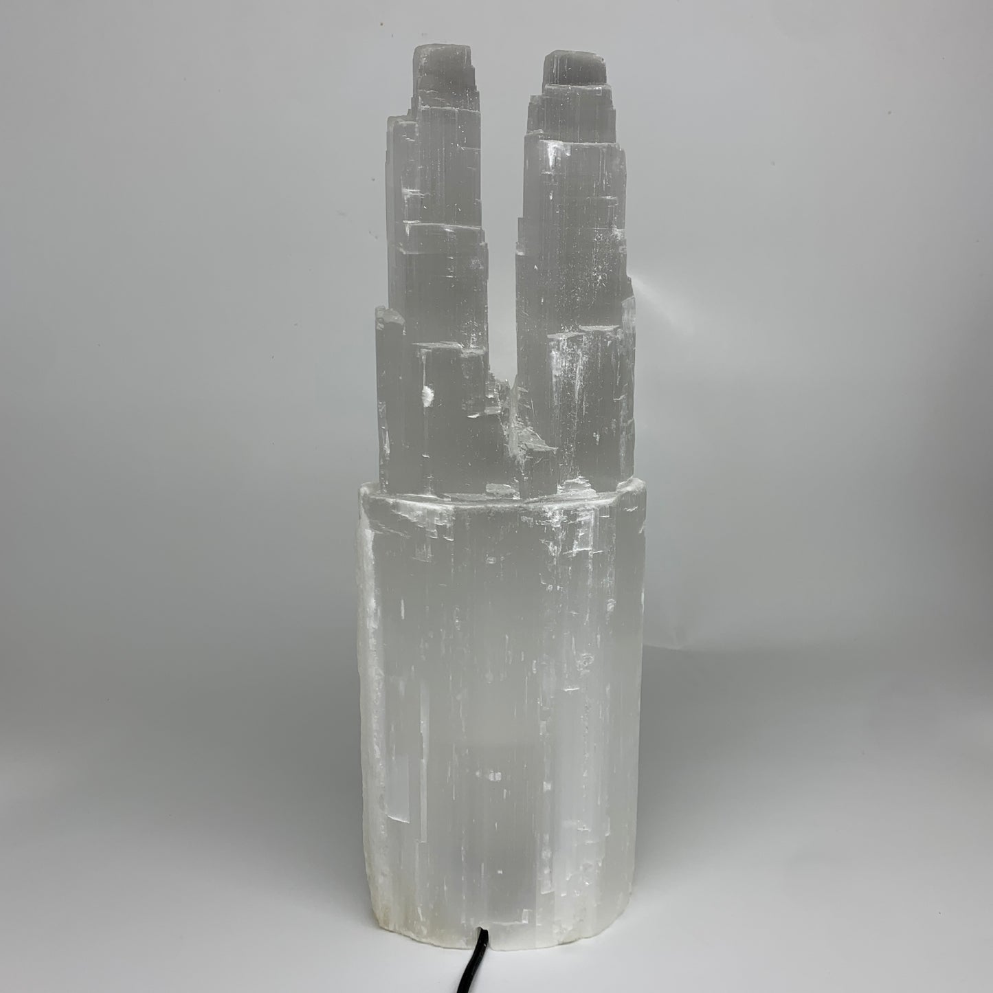 12.6 lbs, 15.8"x5.3"x3.5" Rough Selenite (Satin Spar) Lamp Tower W/Chord, B35750