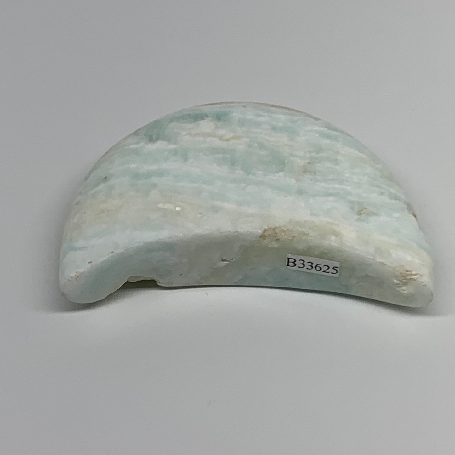 186.4g, 3.5"x2"x0.8", Caribbean Calcite Moon Crescent Gemstone, B33625