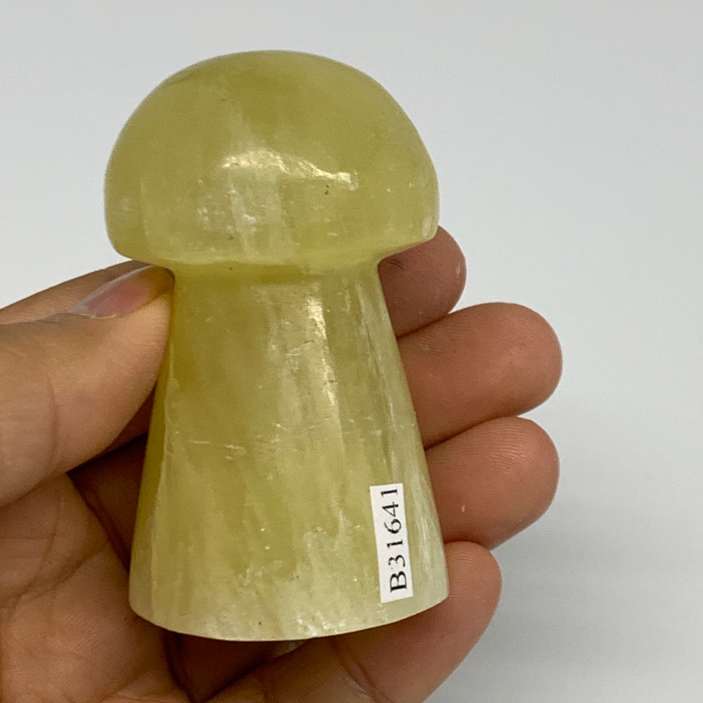 158.5g, 2.5"x1.4" Natural Lemon Calcite Mushroom Gemstone @Pakistan, B31641