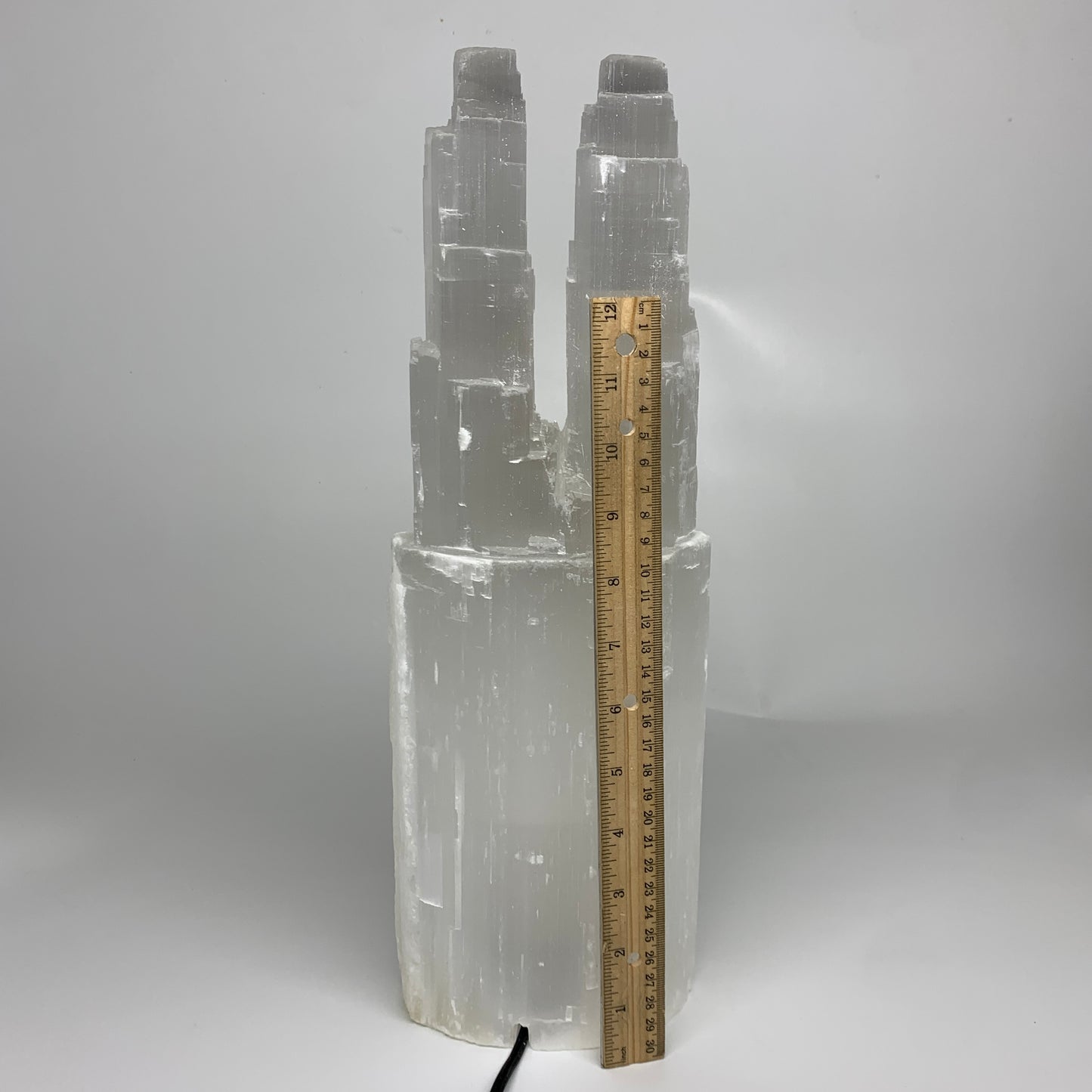 12.6 lbs, 15.8"x5.3"x3.5" Rough Selenite (Satin Spar) Lamp Tower W/Chord, B35750