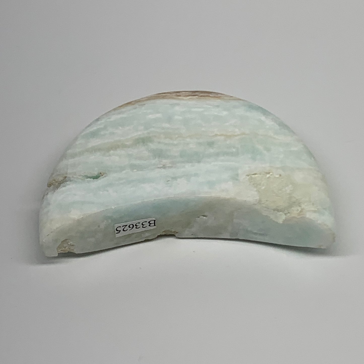 186.4g, 3.5"x2"x0.8", Caribbean Calcite Moon Crescent Gemstone, B33625