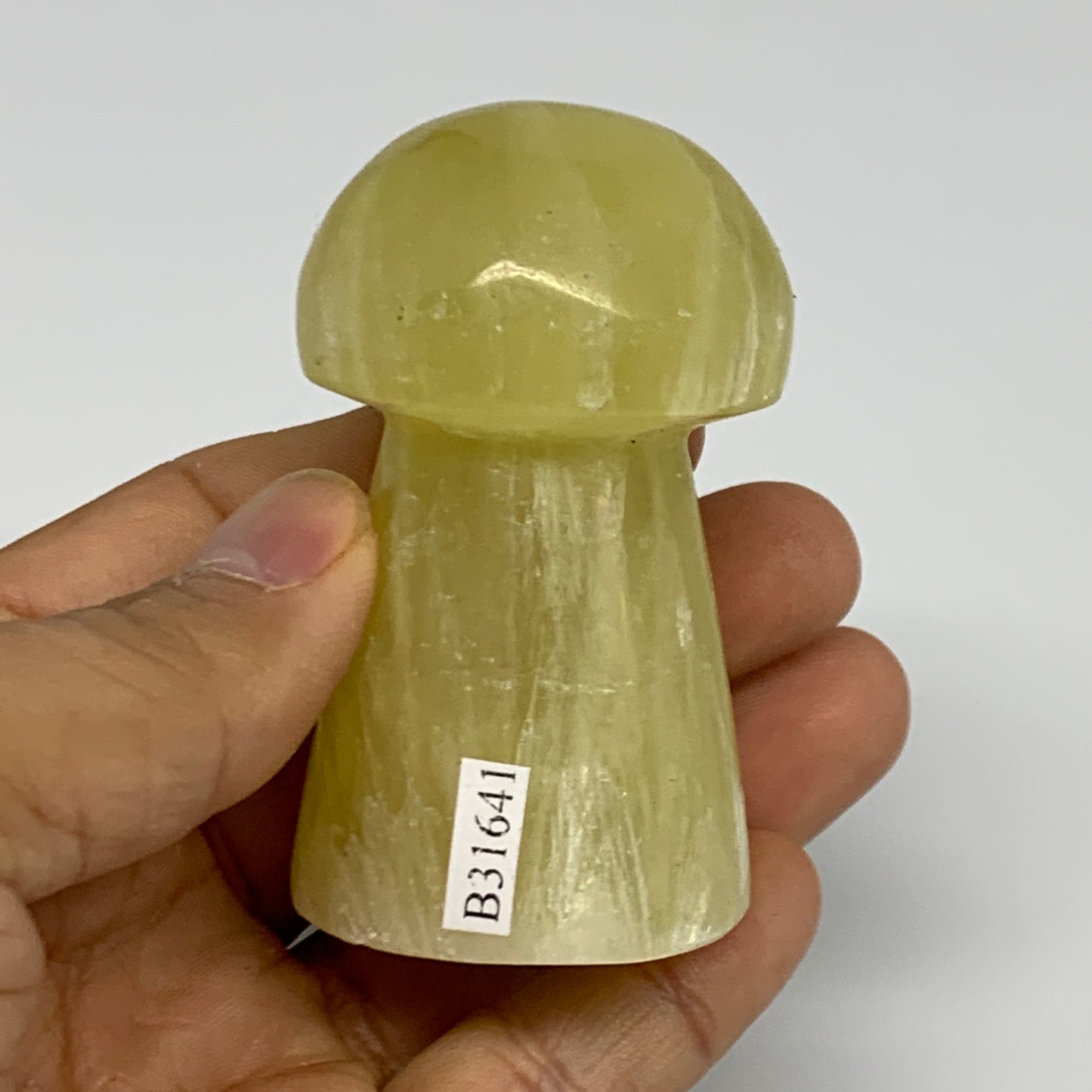 158.5g, 2.5"x1.4" Natural Lemon Calcite Mushroom Gemstone @Pakistan, B31641