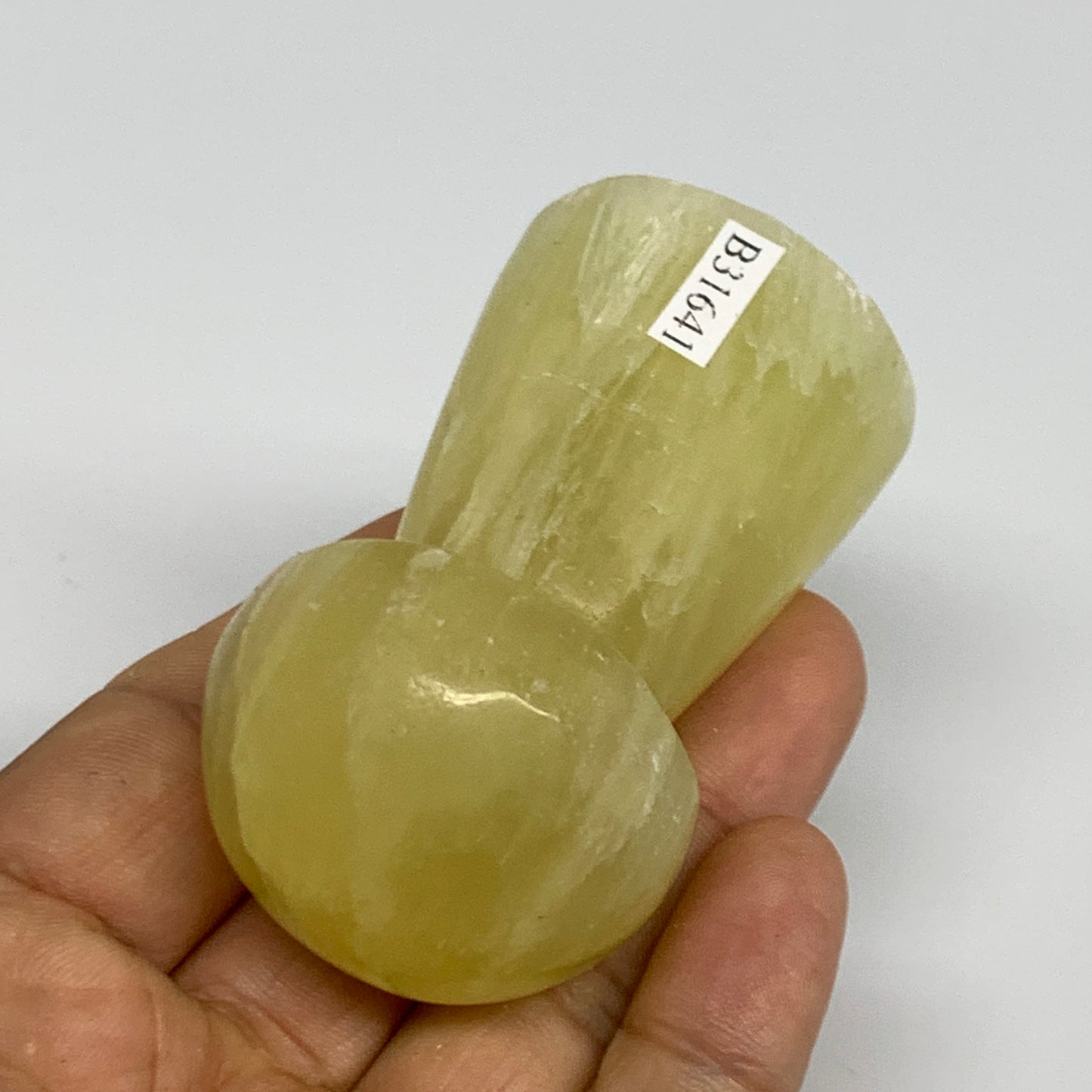 158.5g, 2.5"x1.4" Natural Lemon Calcite Mushroom Gemstone @Pakistan, B31641