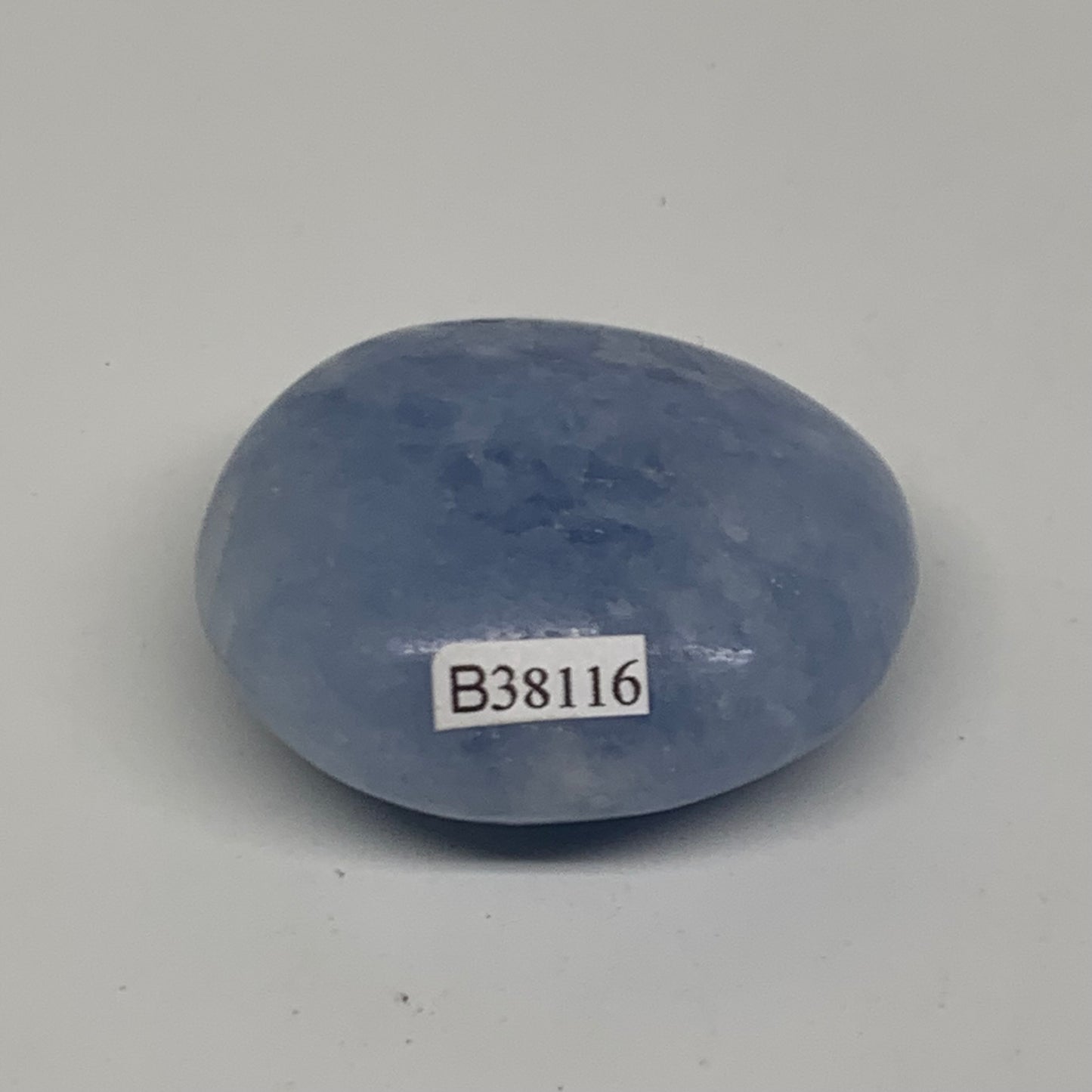 84g, 2"x1.9"x0.9" Blue Calcite Palm-Stone Polished Tumbled, B38116