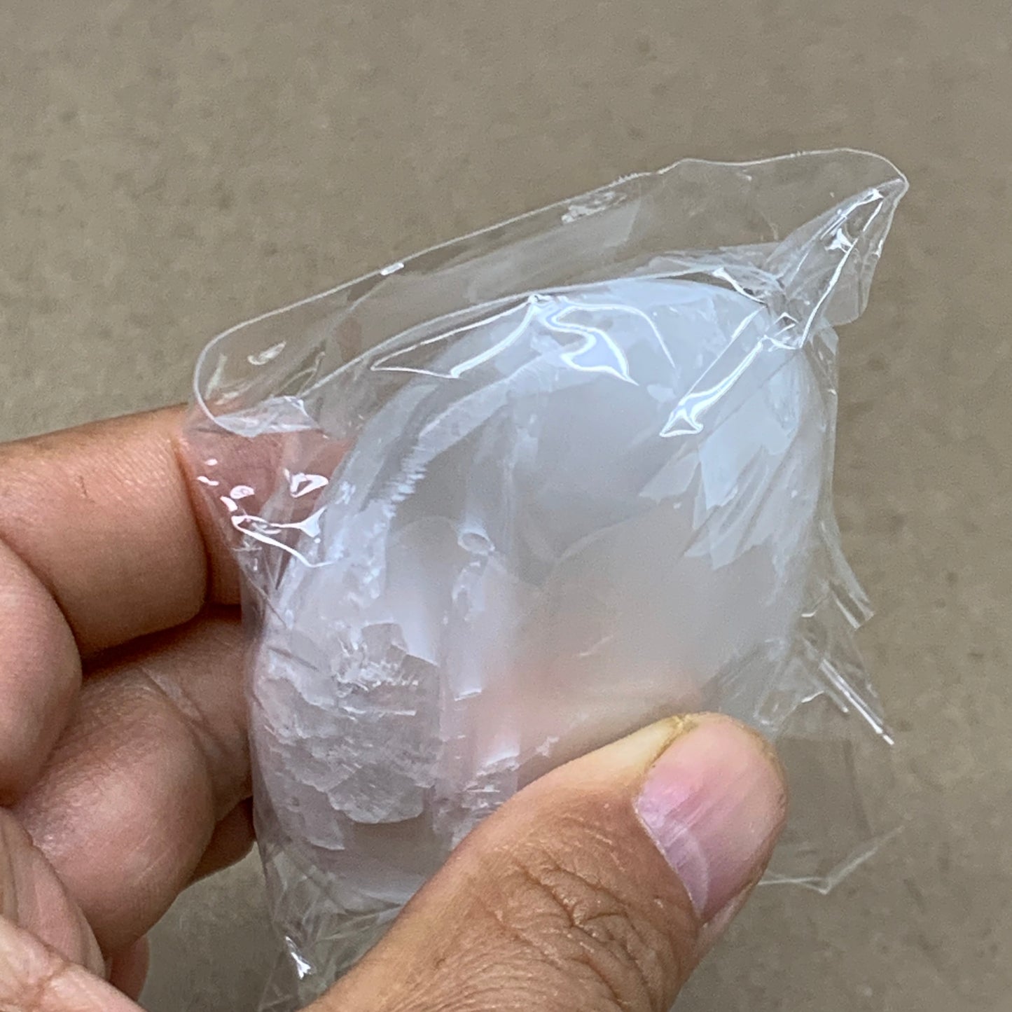 108g, 2.7"x2"x1", White Selenite Palmstone Crystal Pillow Reiki, B36363