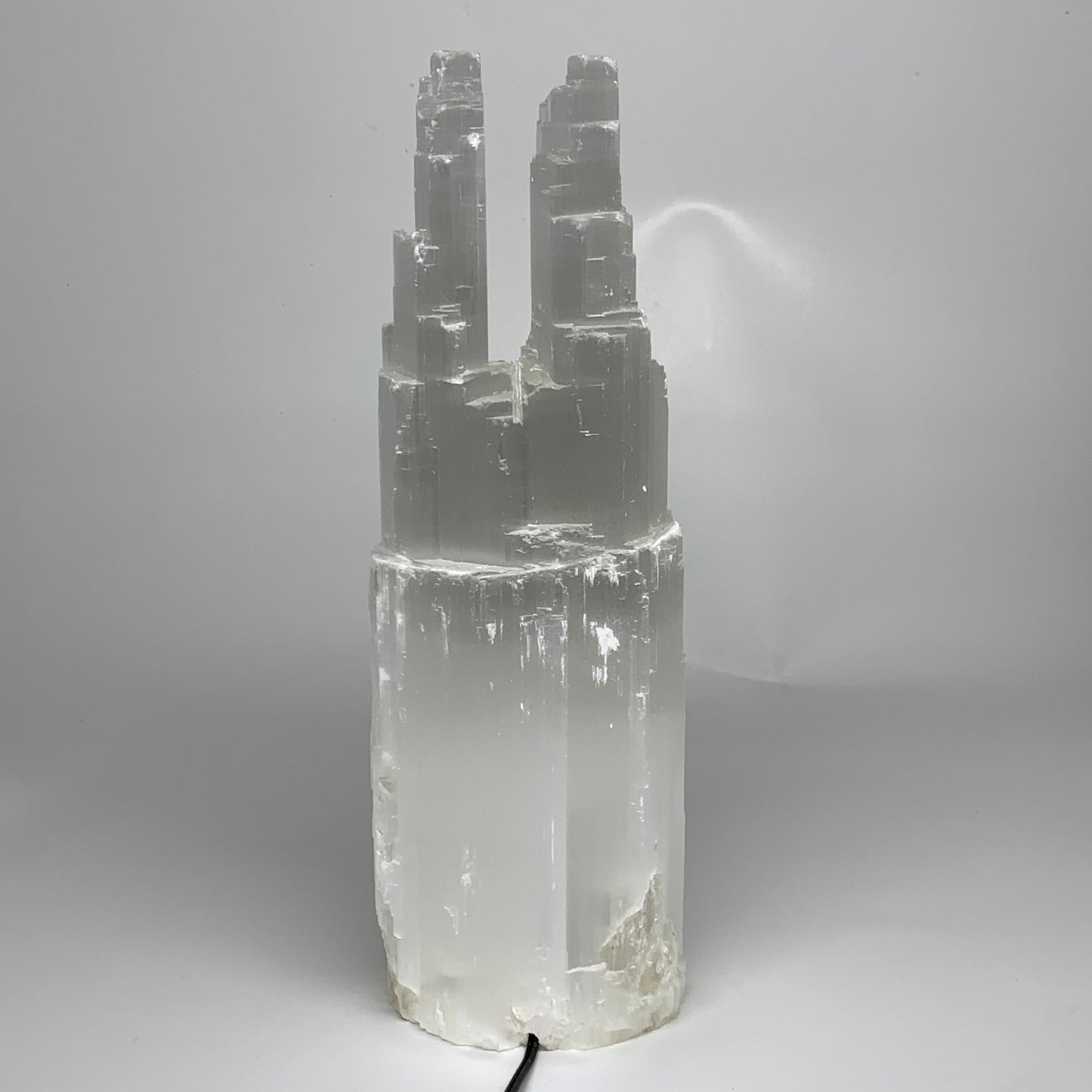 11.3 lbs, 15.3"x4.8"x3.5" Rough Selenite (Satin Spar) Lamp Tower W/Chord, B35751