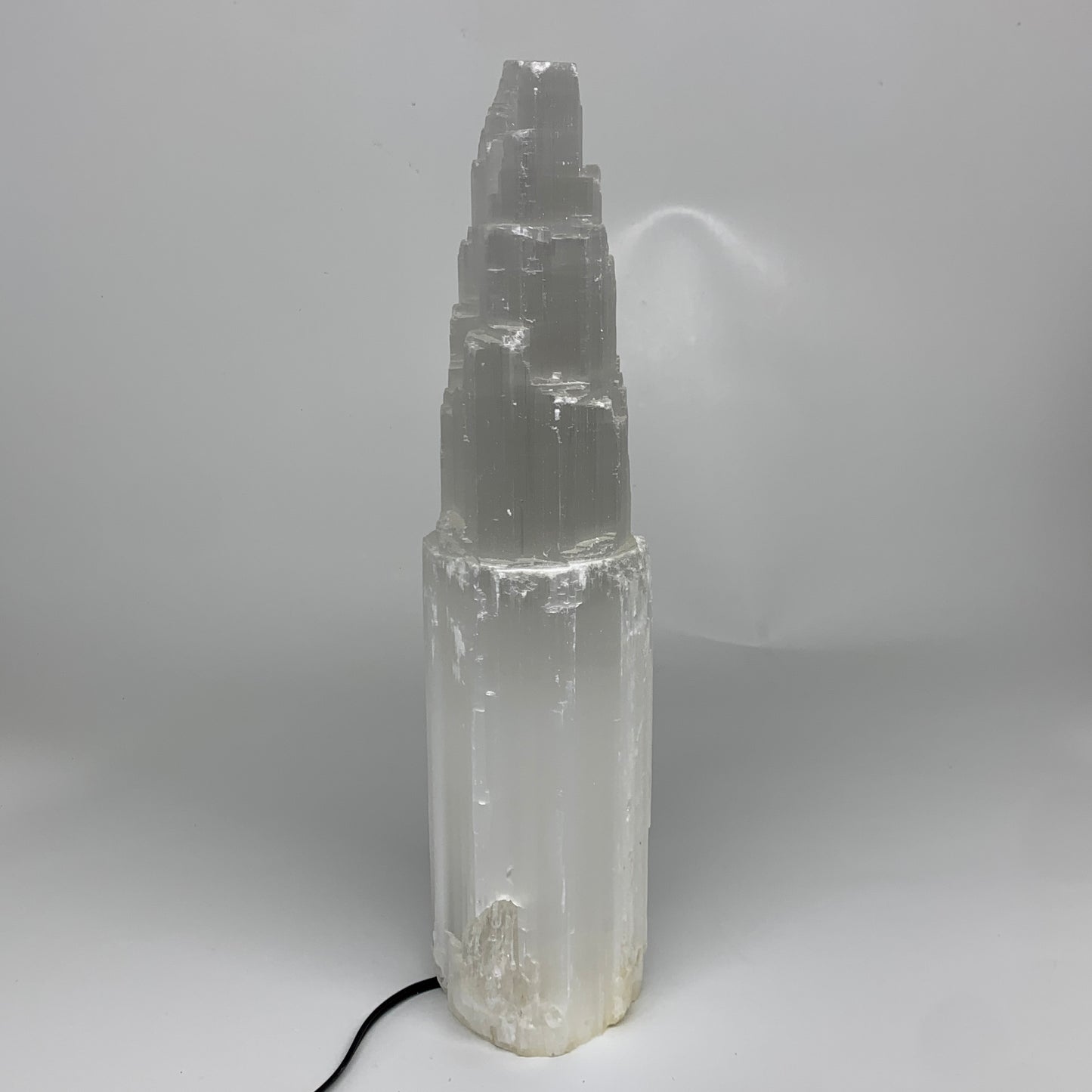 11.3 lbs, 15.3"x4.8"x3.5" Rough Selenite (Satin Spar) Lamp Tower W/Chord, B35751