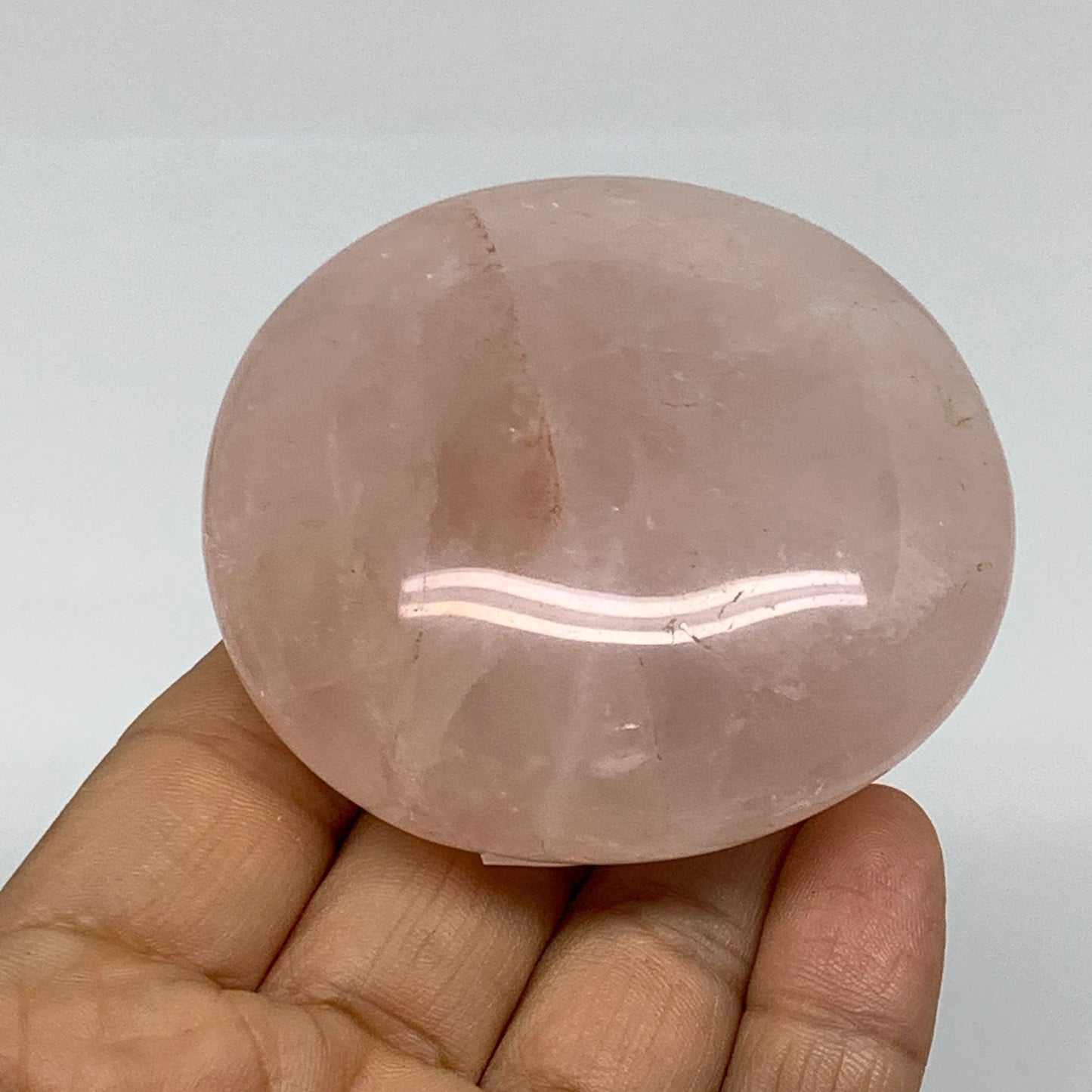 165g , 2.6"x2.4"x1.2", Natural Pink Rose Quartz Palm-stone Crystal, B37279