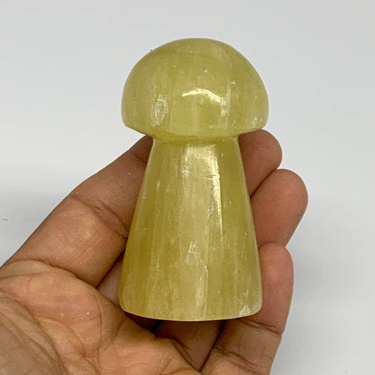 141.6g, 2.6"x1.4" Natural Lemon Calcite Mushroom Gemstone @Pakistan, B31642