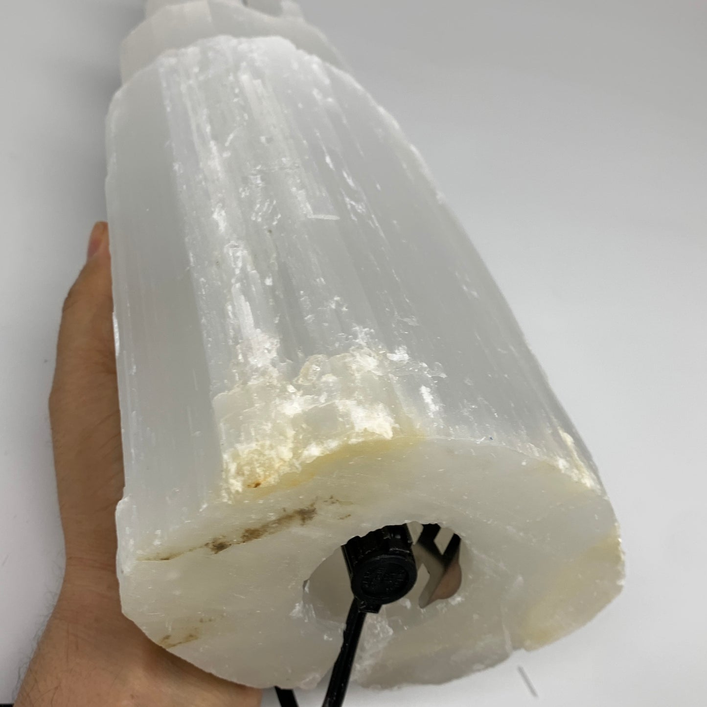 11.3 lbs, 15.3"x4.8"x3.5" Rough Selenite (Satin Spar) Lamp Tower W/Chord, B35751