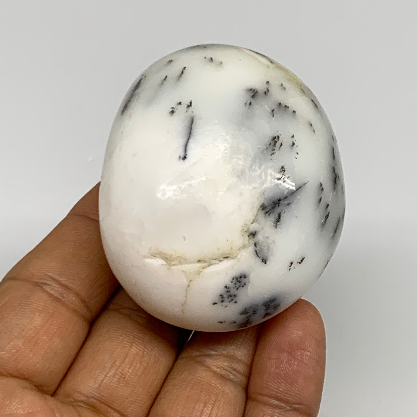 108.8g, 2.2"x1.9"x1.2", Dendrite Opal Palm-Stone Reiki Energy Crystal, B27810