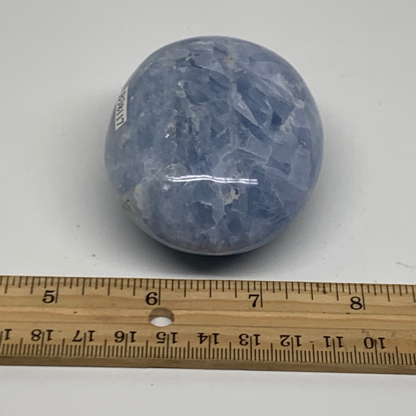 223.6g, 2.9"x2.2"x1.5" Blue Calcite Palm-Stone Polished Tumbled, B38117