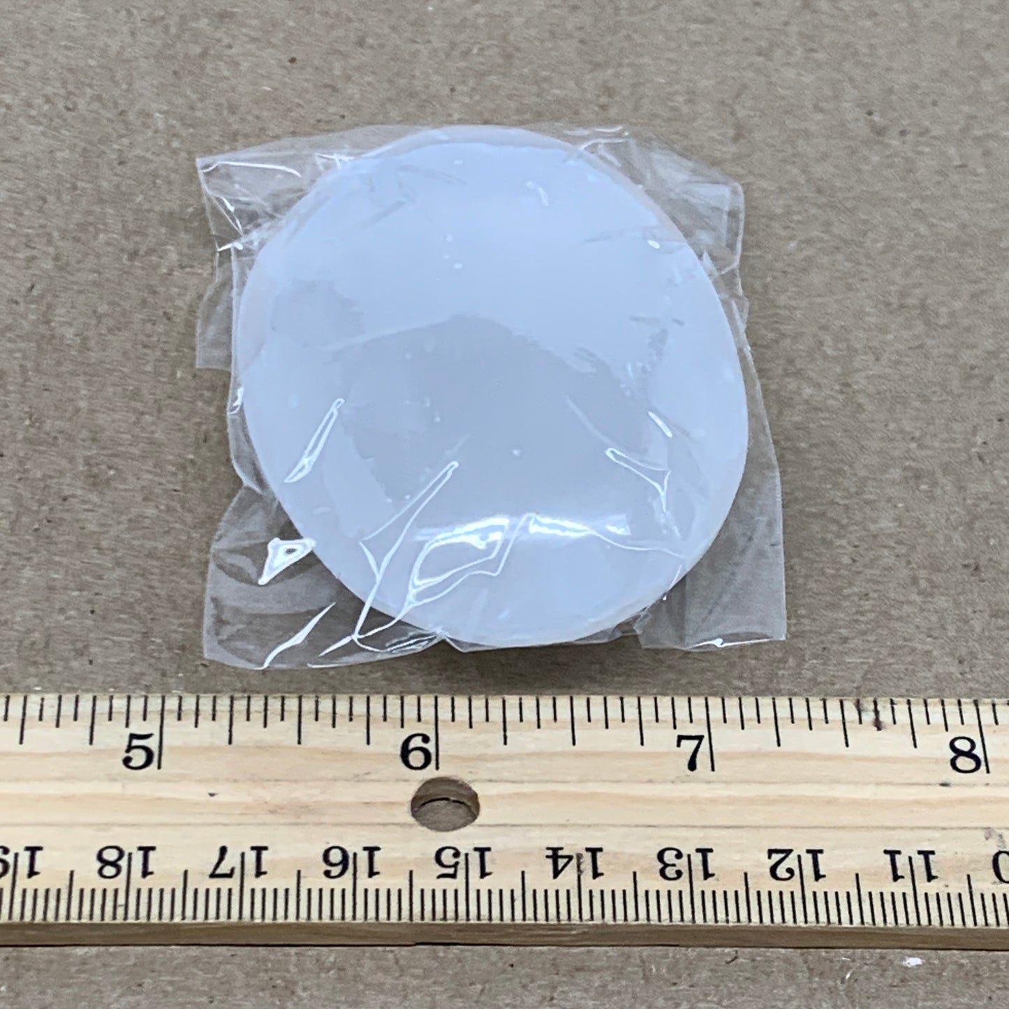 93g, 2.7"x1.9"x1", White Selenite Palmstone Crystal Pillow Reiki, B36364