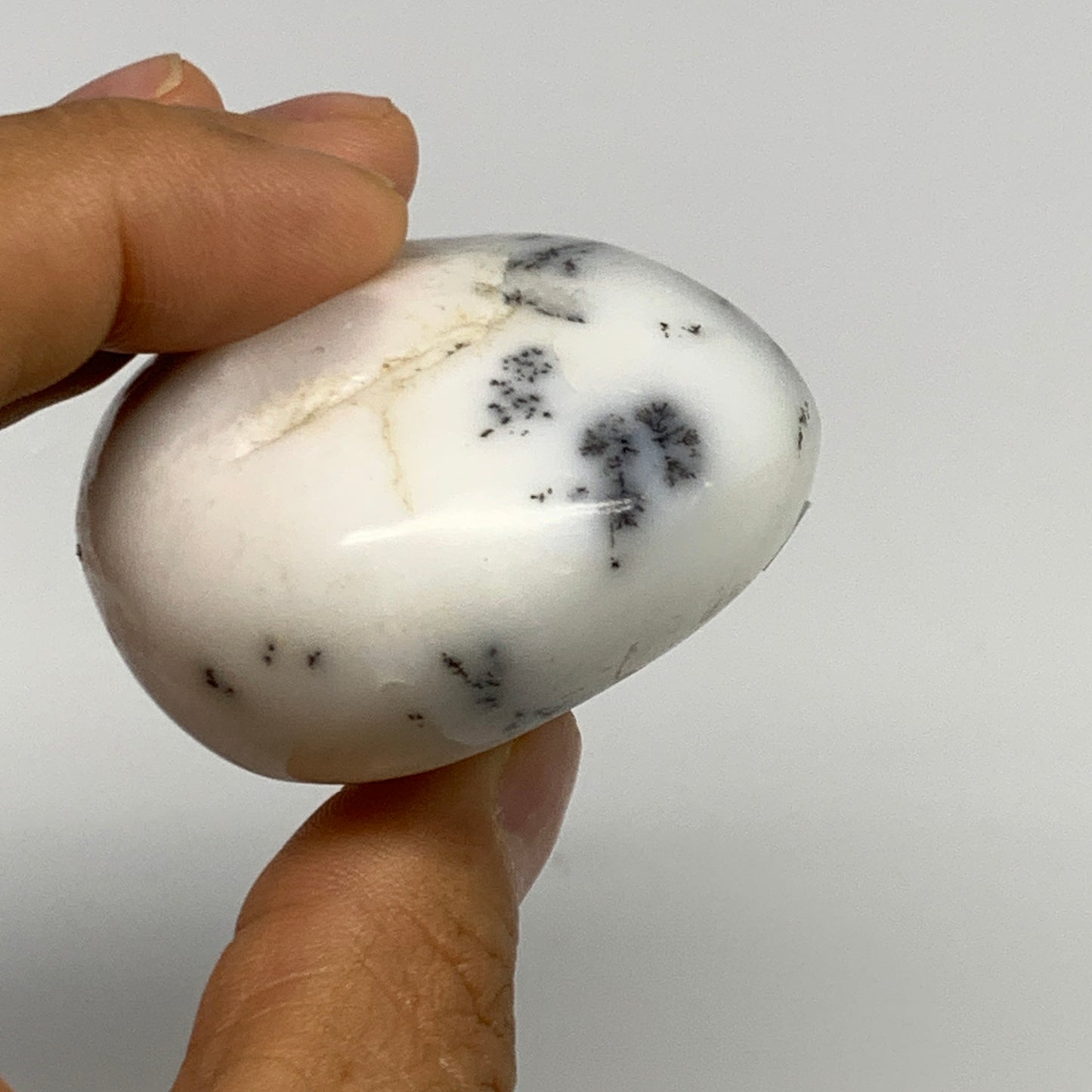 108.8g, 2.2"x1.9"x1.2", Dendrite Opal Palm-Stone Reiki Energy Crystal, B27810
