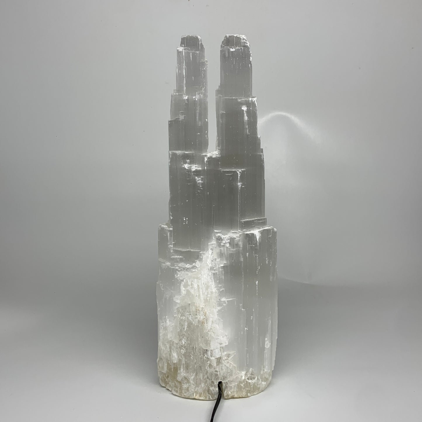 10.4 lbs, 15.3"x5.1"x3.5" Rough Selenite (Satin Spar) Lamp Tower W/Chord, B35752