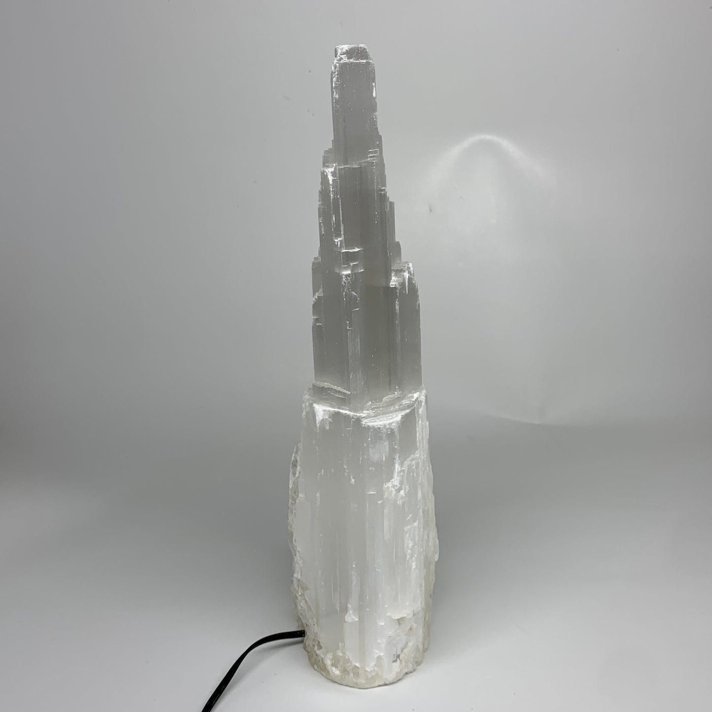 10.4 lbs, 15.3"x5.1"x3.5" Rough Selenite (Satin Spar) Lamp Tower W/Chord, B35752