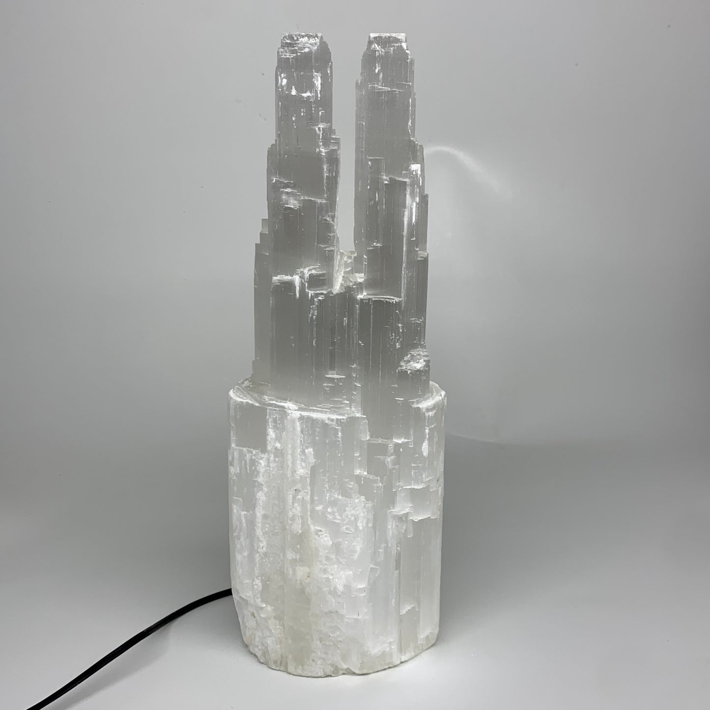 10.4 lbs, 15.3"x5.1"x3.5" Rough Selenite (Satin Spar) Lamp Tower W/Chord, B35752