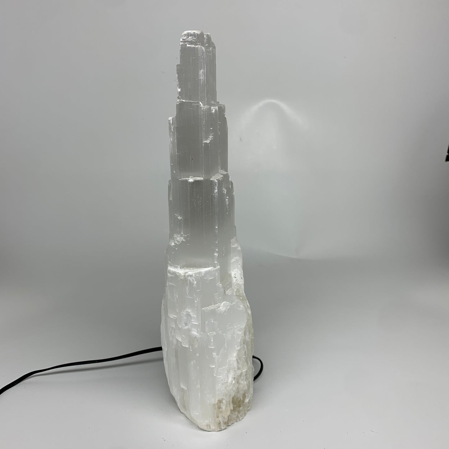 10.4 lbs, 15.3"x5.1"x3.5" Rough Selenite (Satin Spar) Lamp Tower W/Chord, B35752