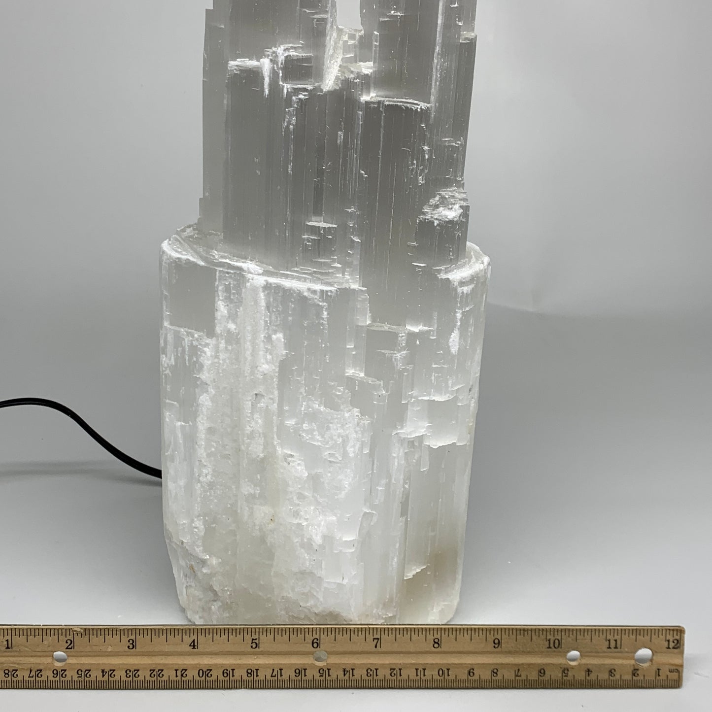 10.4 lbs, 15.3"x5.1"x3.5" Rough Selenite (Satin Spar) Lamp Tower W/Chord, B35752