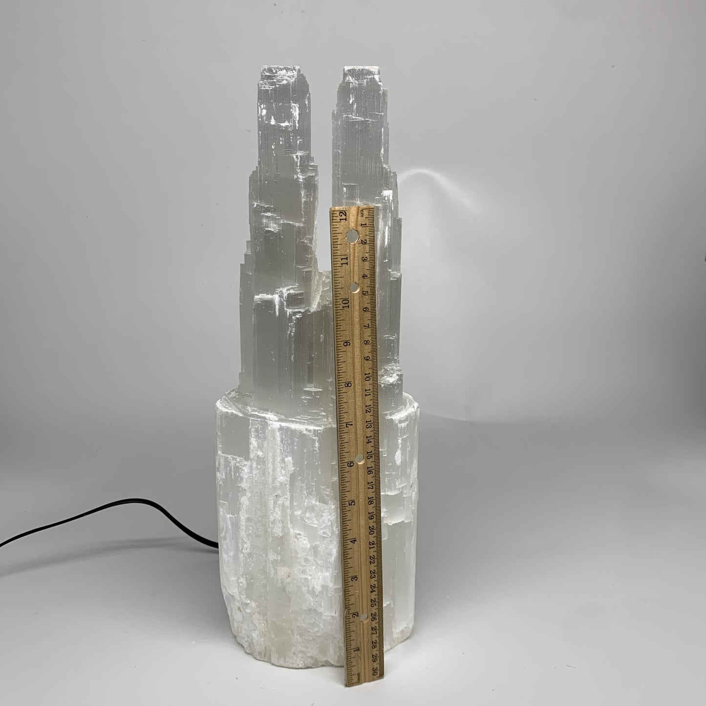 10.4 lbs, 15.3"x5.1"x3.5" Rough Selenite (Satin Spar) Lamp Tower W/Chord, B35752