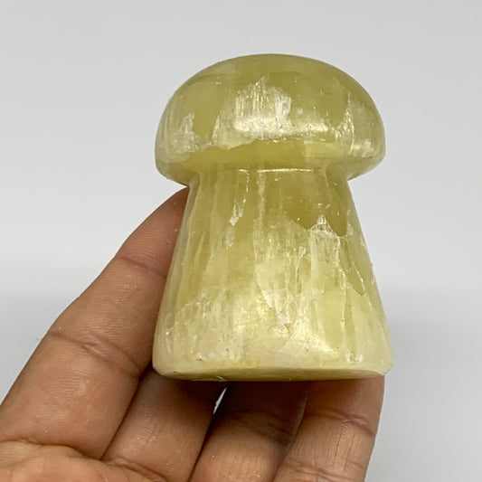 194.4g, 2.3"x1.7" Natural Lemon Calcite Mushroom Gemstone @Pakistan, B31643
