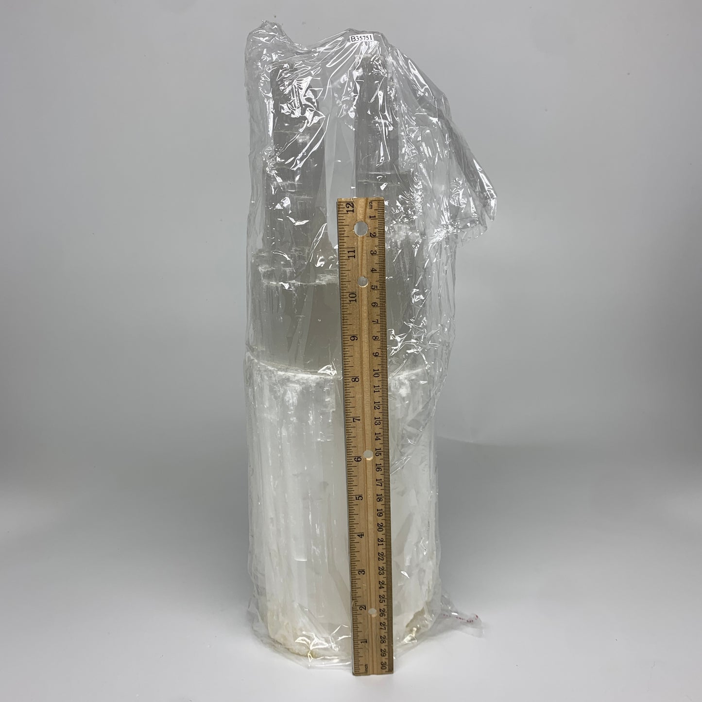 11.3 lbs, 15.3"x4.8"x3.5" Rough Selenite (Satin Spar) Lamp Tower W/Chord, B35751