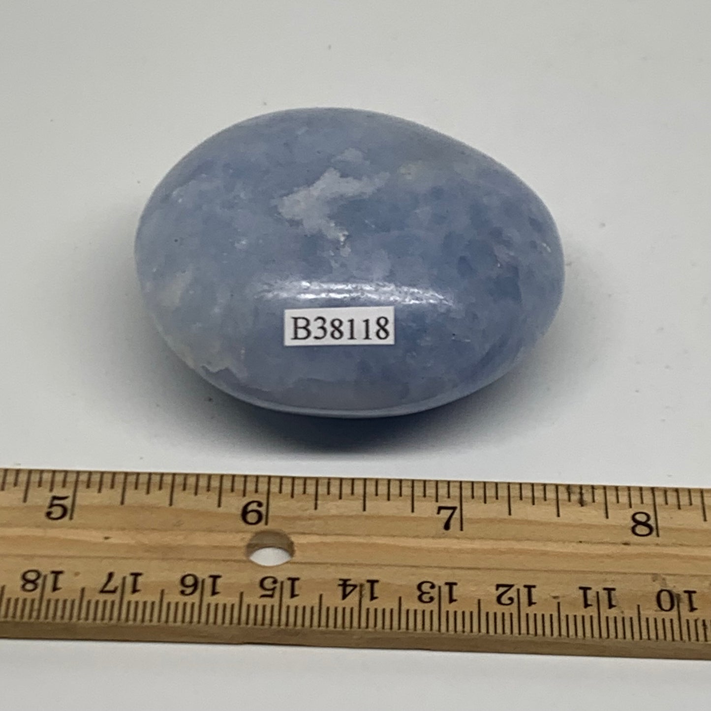147.2g, 2.4"x2.2"x1.2" Blue Calcite Palm-Stone Polished Tumbled, B38118