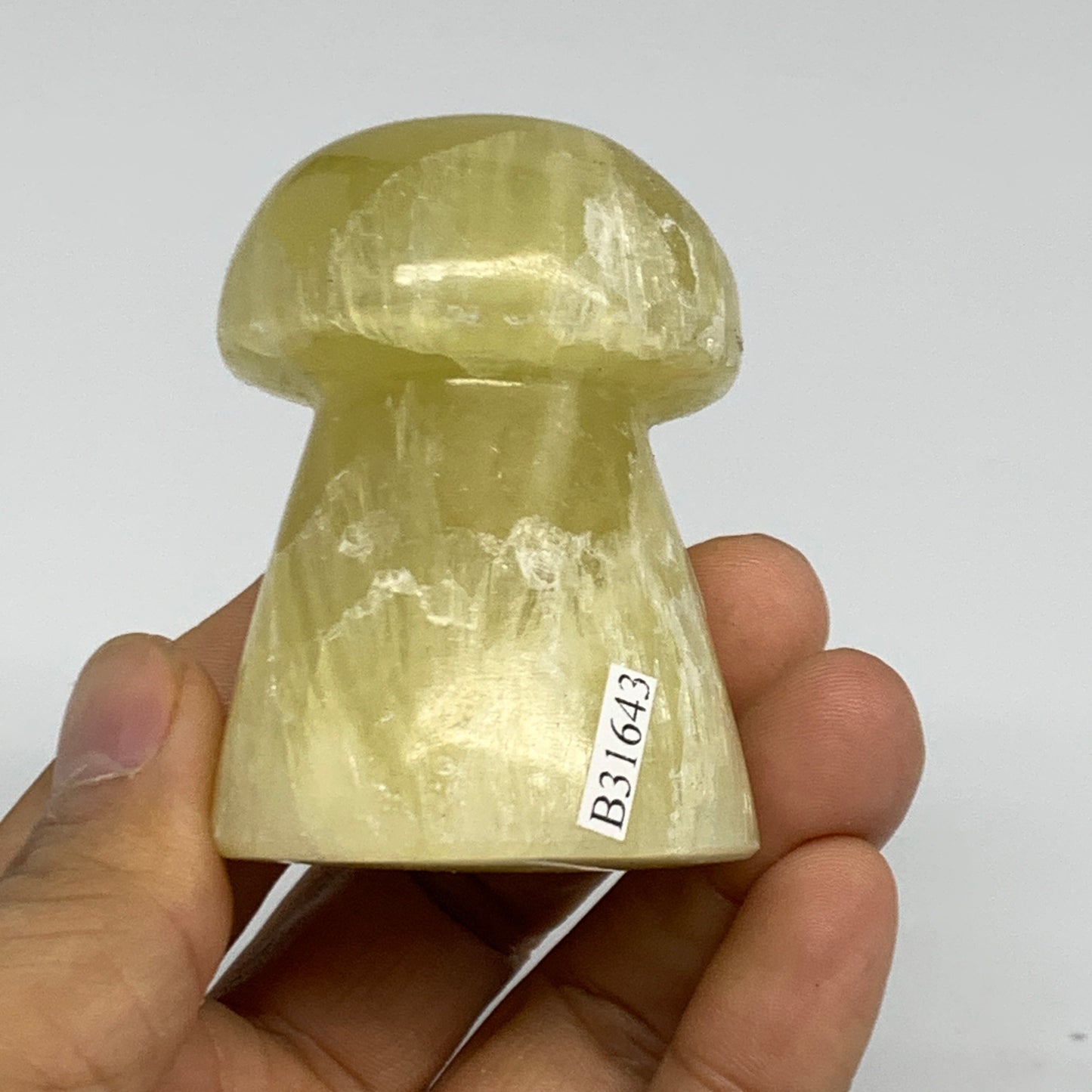 194.4g, 2.3"x1.7" Natural Lemon Calcite Mushroom Gemstone @Pakistan, B31643