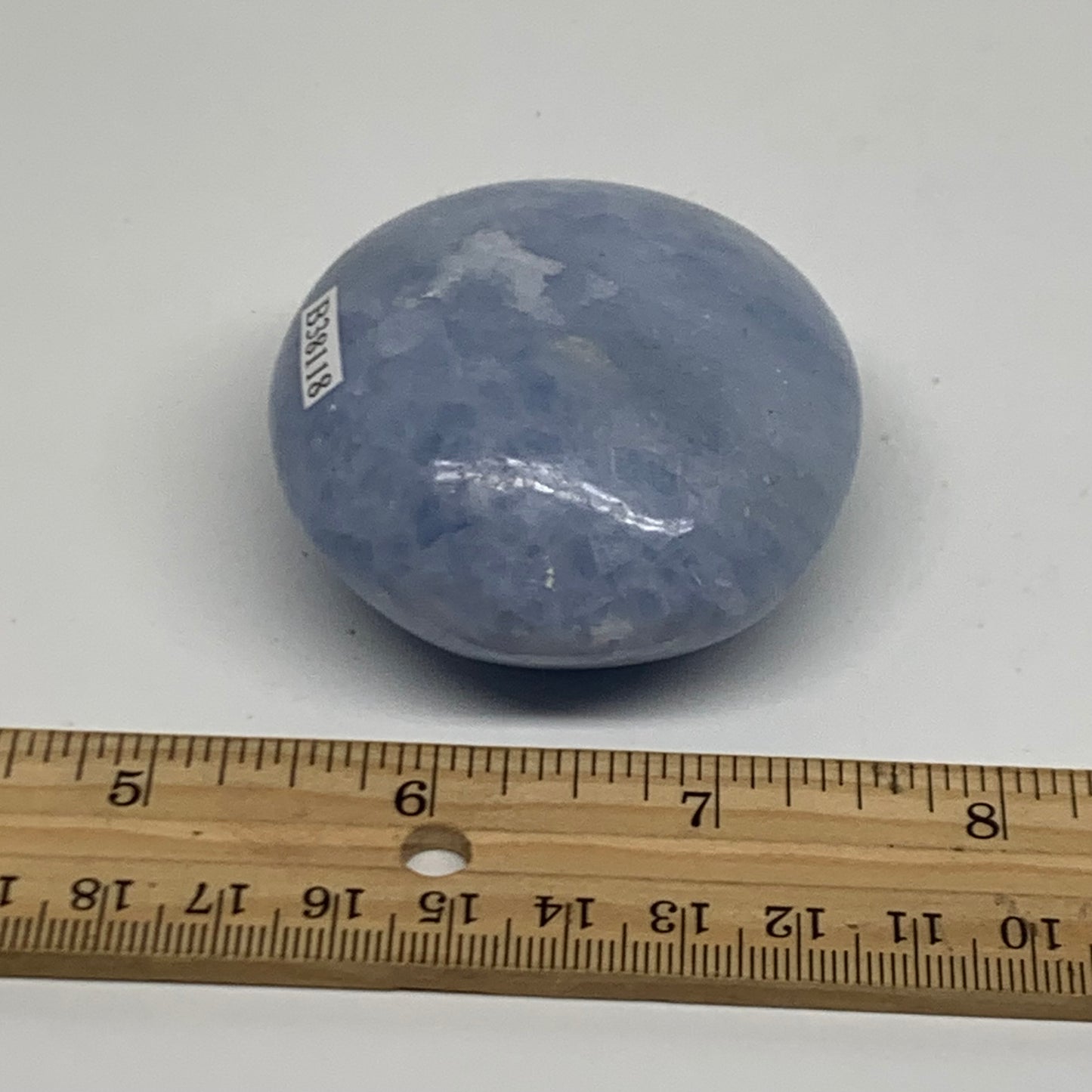 147.2g, 2.4"x2.2"x1.2" Blue Calcite Palm-Stone Polished Tumbled, B38118