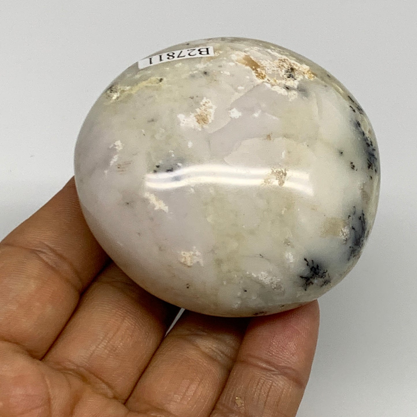 146.4g, 2.4"x2.3"x1.2", Dendrite Opal Palm-Stone Reiki Energy Crystal, B27811