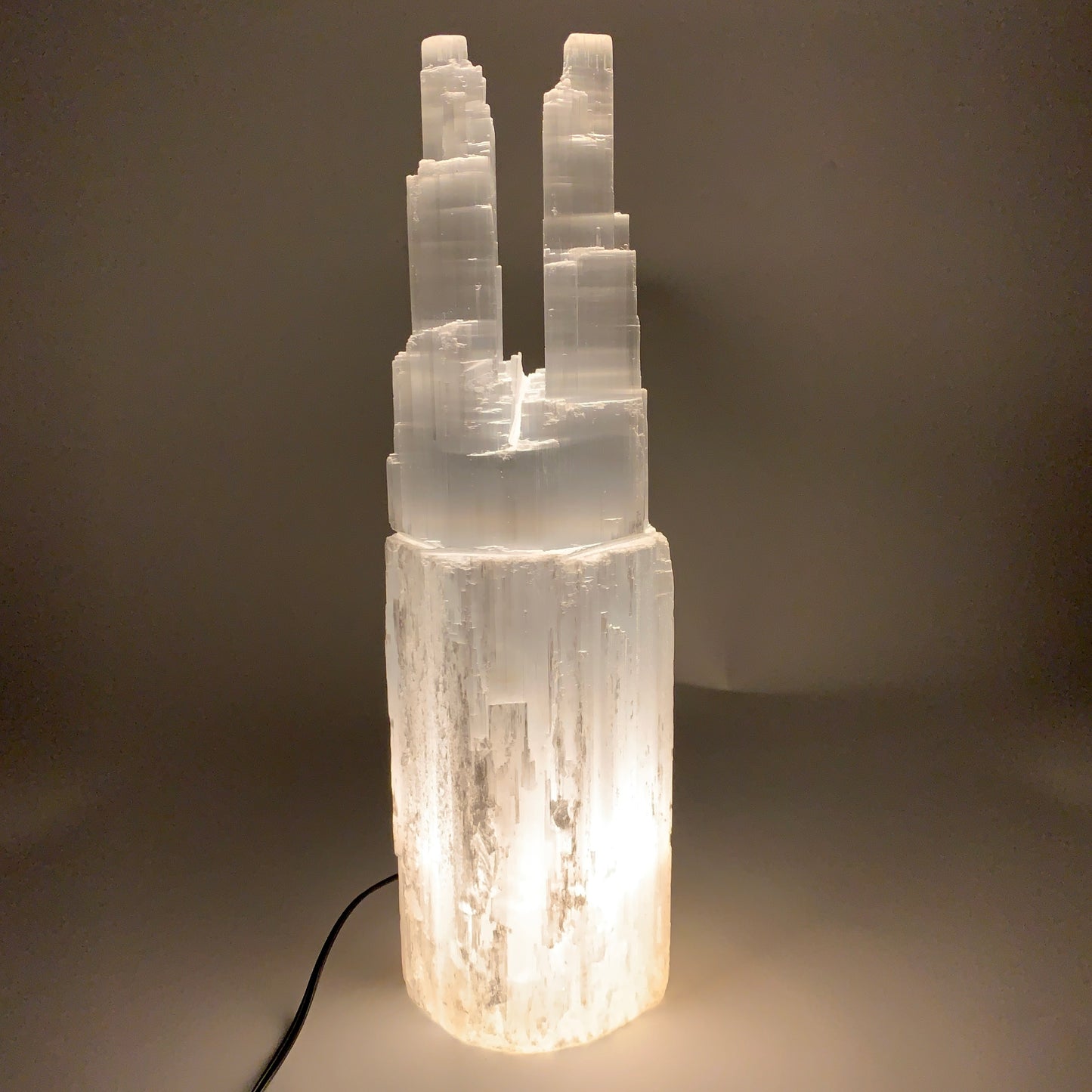 9.2 lbs, 15.3"x4.6"x3.4" Rough Selenite (Satin Spar) Lamp Tower W/Chord, B35753