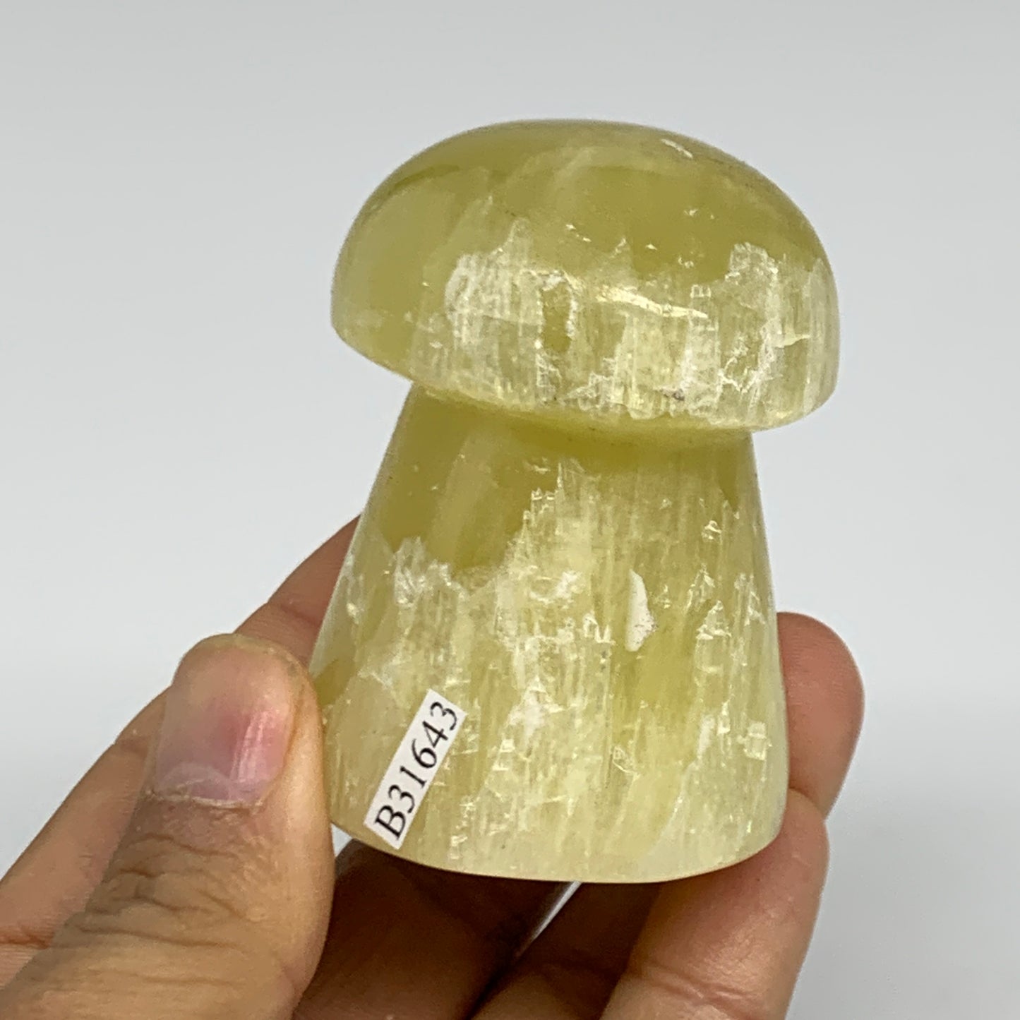 194.4g, 2.3"x1.7" Natural Lemon Calcite Mushroom Gemstone @Pakistan, B31643