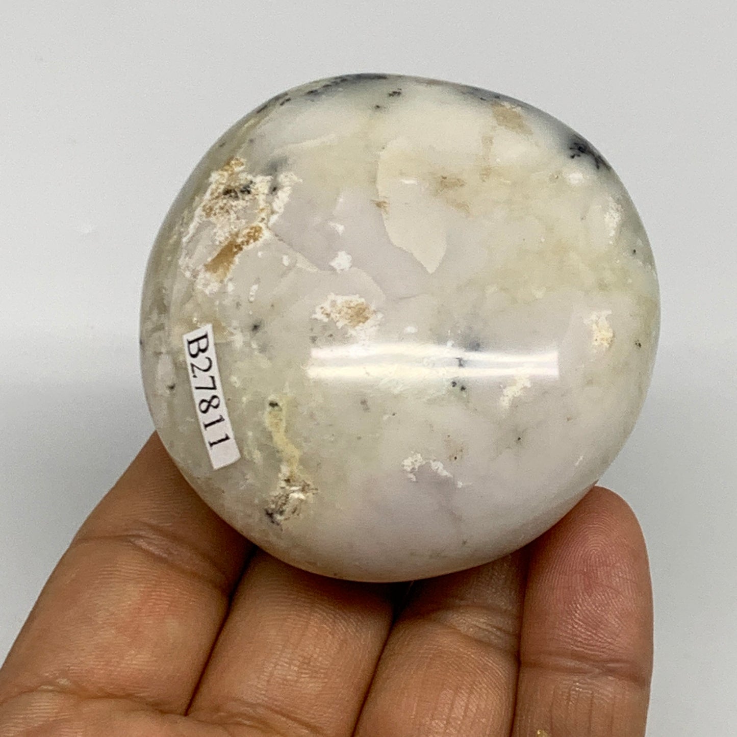 146.4g, 2.4"x2.3"x1.2", Dendrite Opal Palm-Stone Reiki Energy Crystal, B27811
