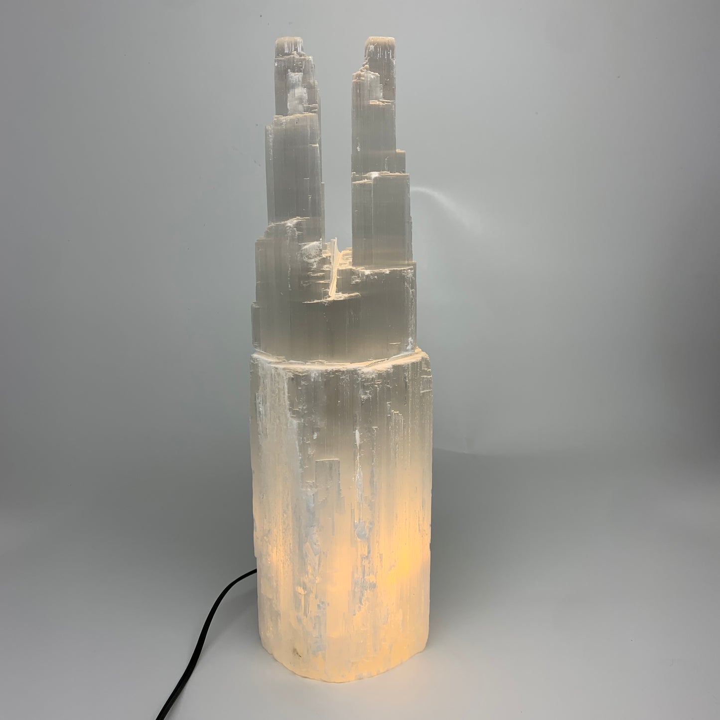 9.2 lbs, 15.3"x4.6"x3.4" Rough Selenite (Satin Spar) Lamp Tower W/Chord, B35753