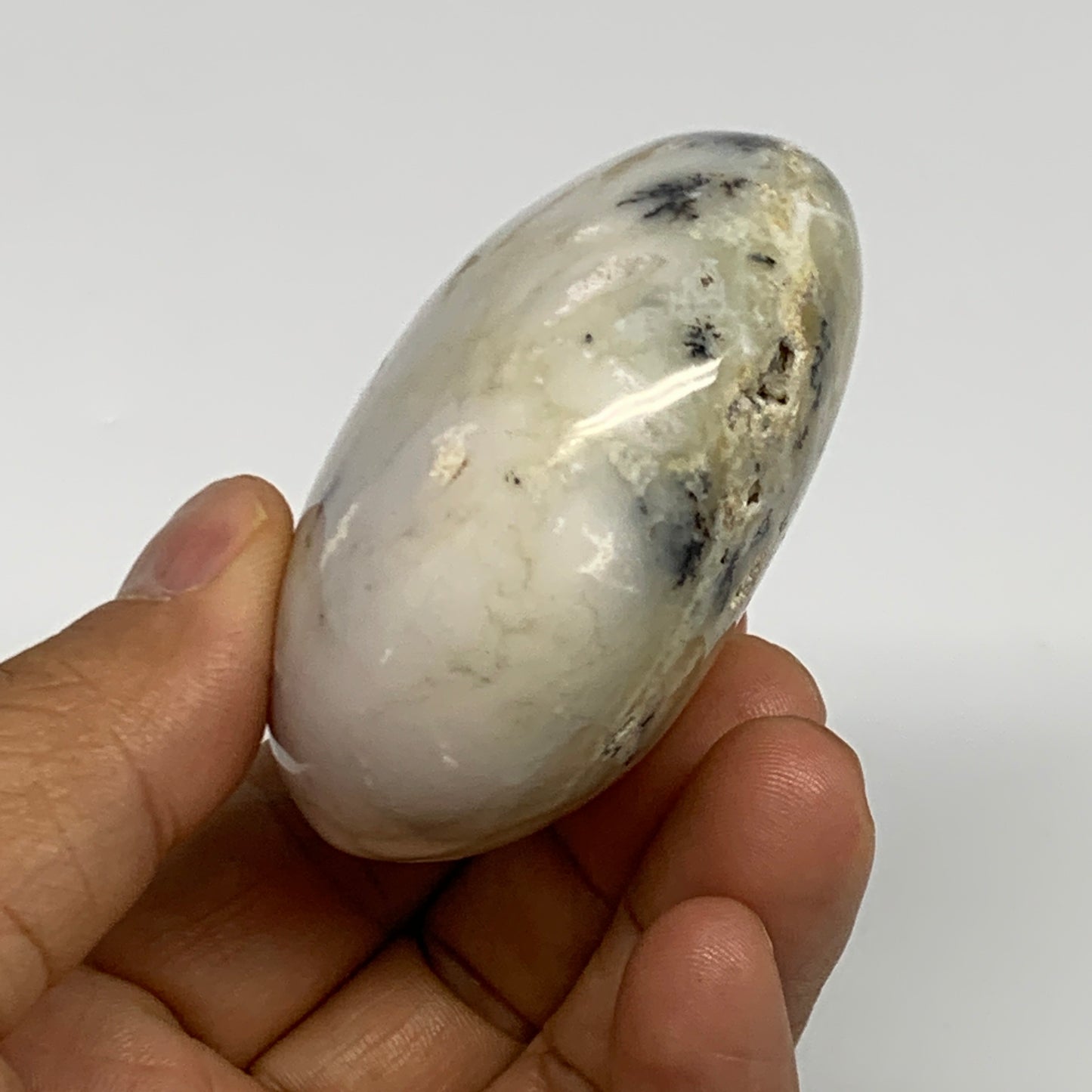 146.4g, 2.4"x2.3"x1.2", Dendrite Opal Palm-Stone Reiki Energy Crystal, B27811
