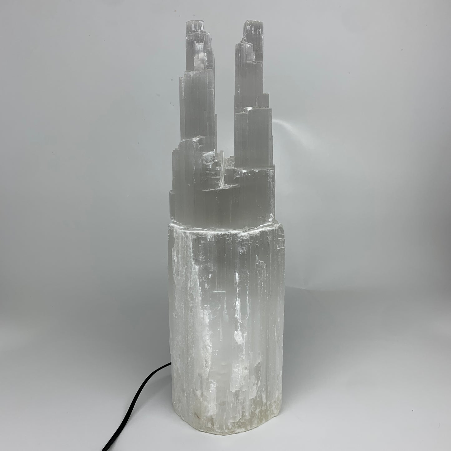 9.2 lbs, 15.3"x4.6"x3.4" Rough Selenite (Satin Spar) Lamp Tower W/Chord, B35753