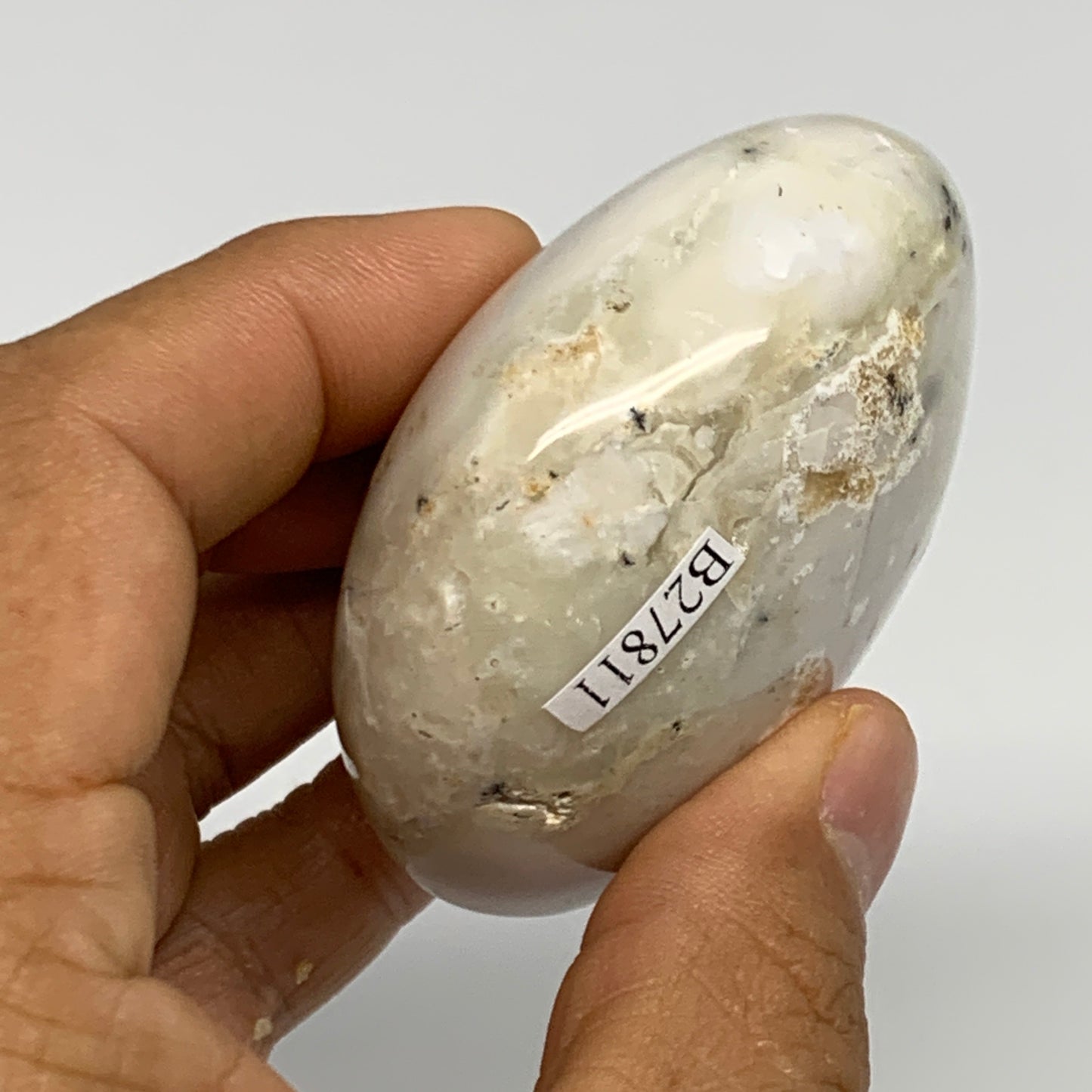 146.4g, 2.4"x2.3"x1.2", Dendrite Opal Palm-Stone Reiki Energy Crystal, B27811