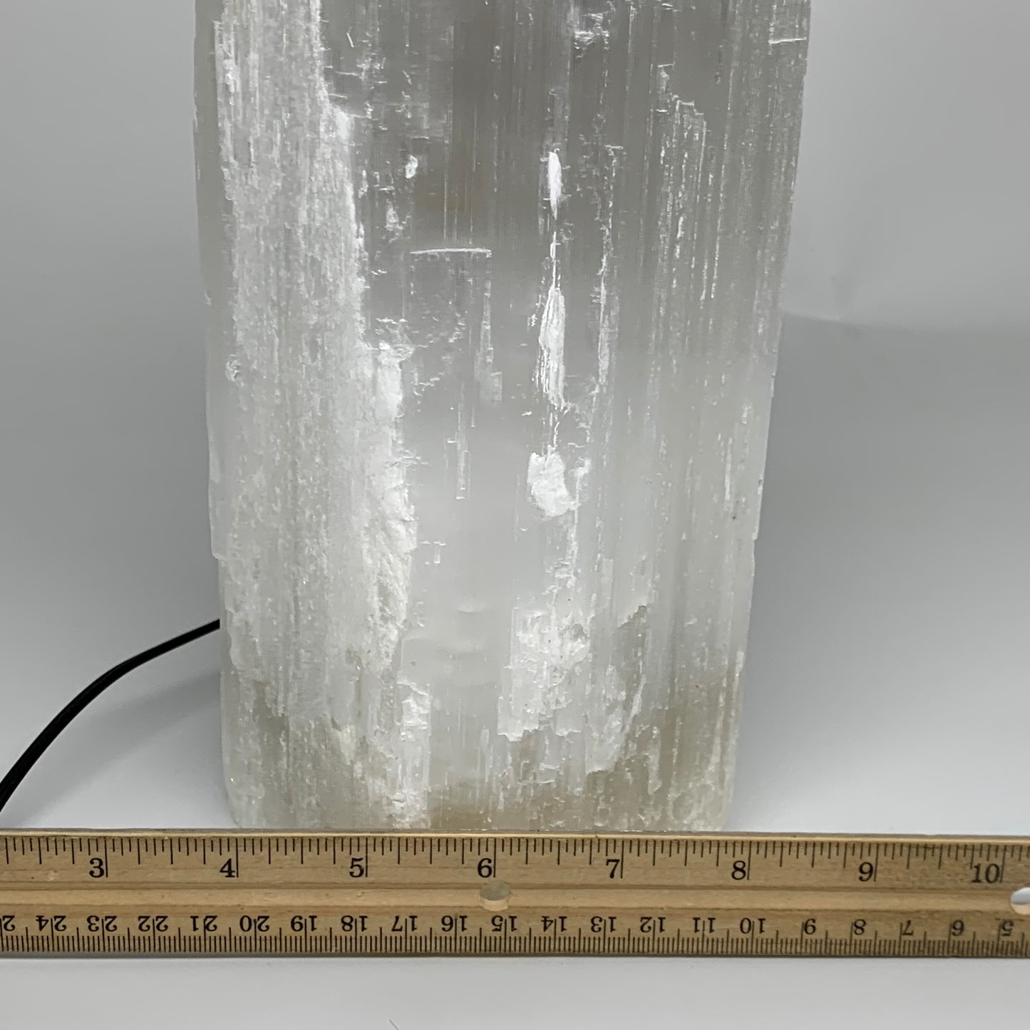 9.2 lbs, 15.3"x4.6"x3.4" Rough Selenite (Satin Spar) Lamp Tower W/Chord, B35753
