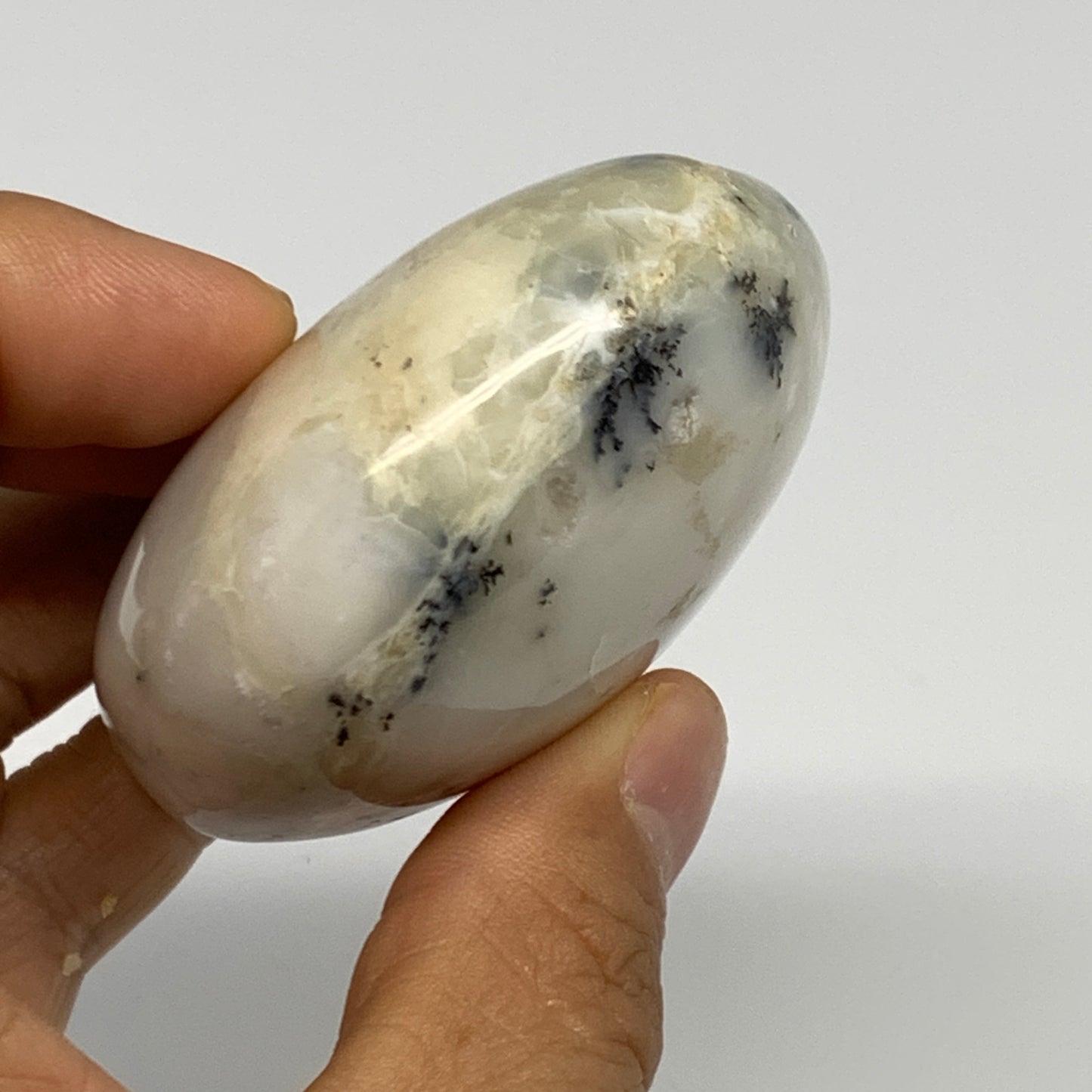 146.4g, 2.4"x2.3"x1.2", Dendrite Opal Palm-Stone Reiki Energy Crystal, B27811