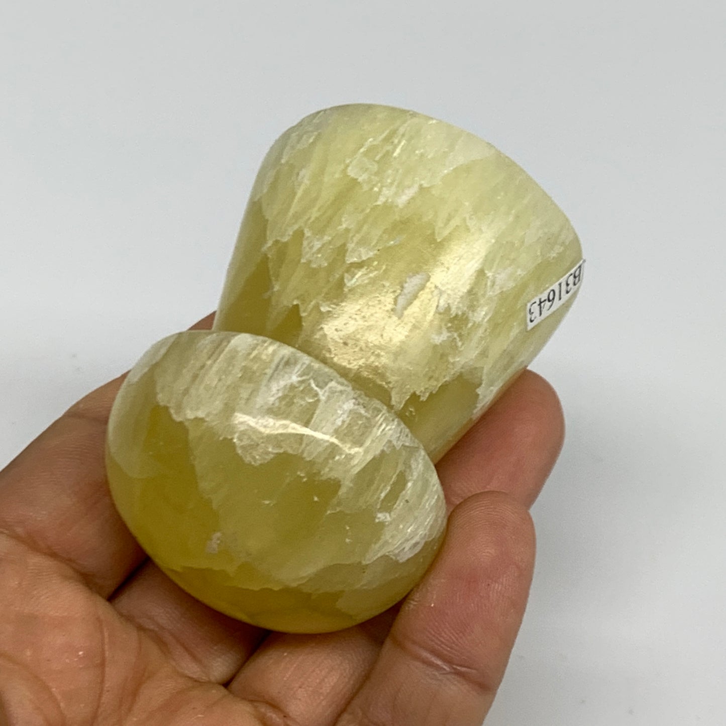 194.4g, 2.3"x1.7" Natural Lemon Calcite Mushroom Gemstone @Pakistan, B31643