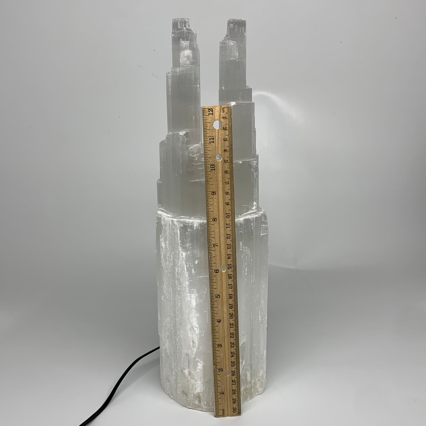 9.2 lbs, 15.3"x4.6"x3.4" Rough Selenite (Satin Spar) Lamp Tower W/Chord, B35753