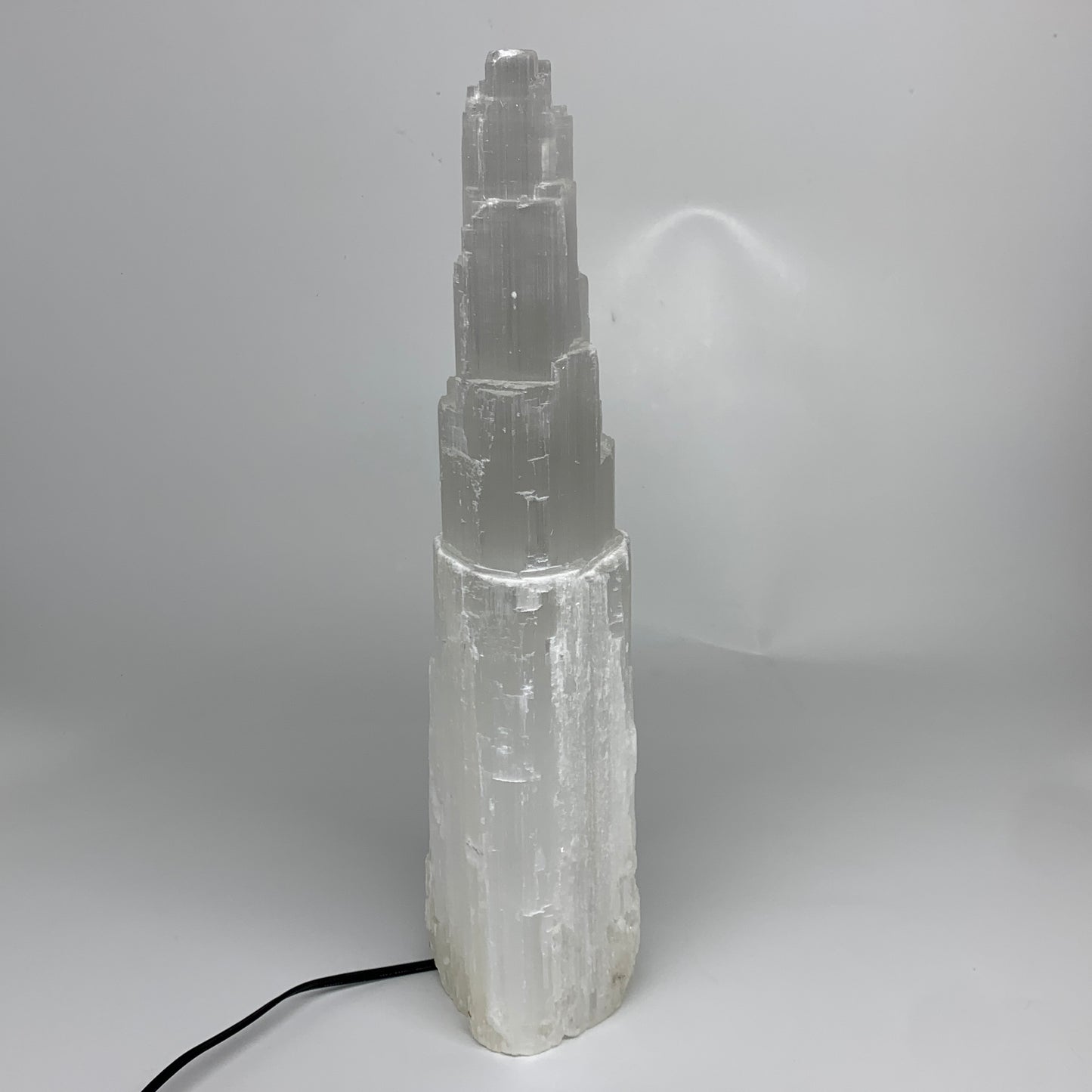 9.2 lbs, 15.3"x4.6"x3.4" Rough Selenite (Satin Spar) Lamp Tower W/Chord, B35753