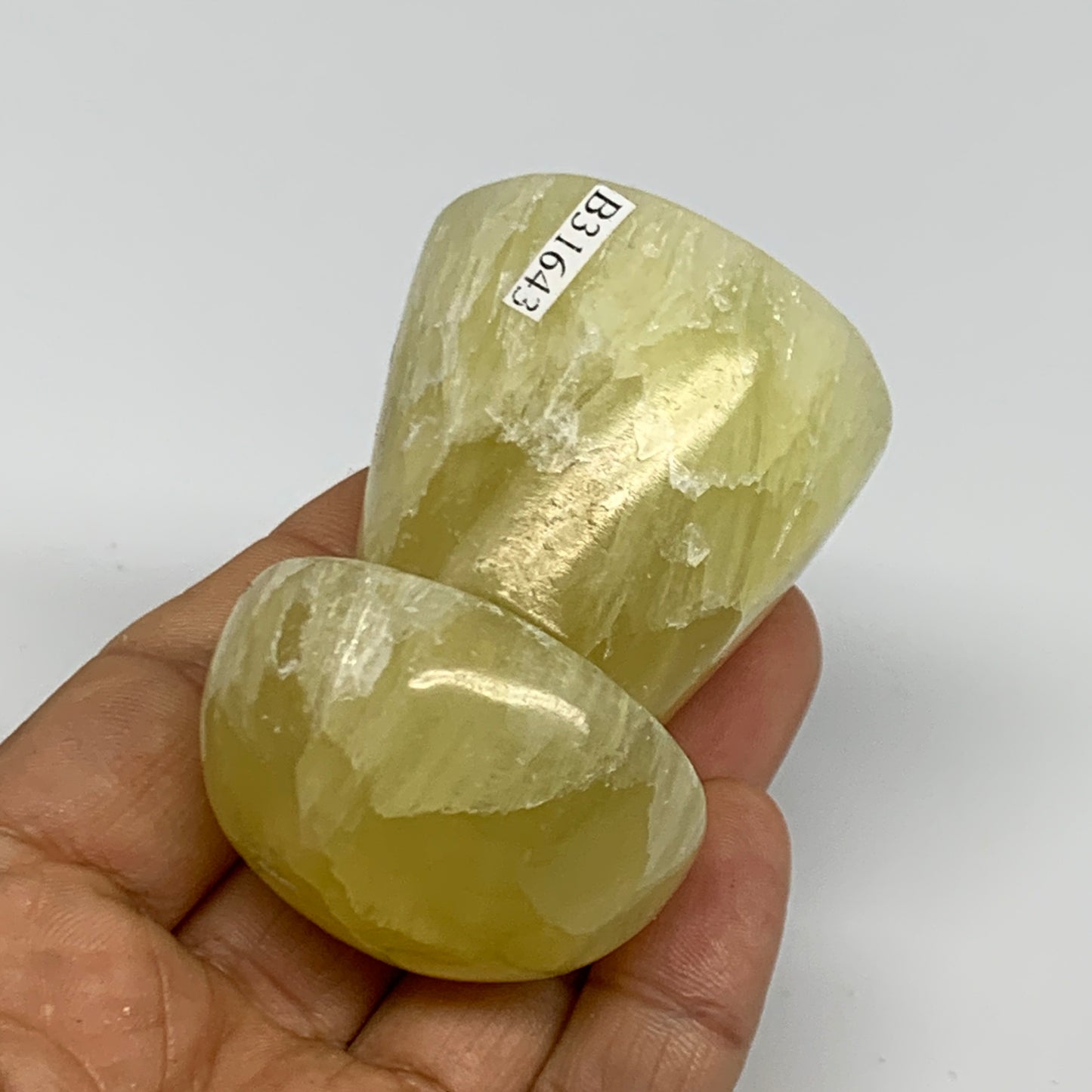 194.4g, 2.3"x1.7" Natural Lemon Calcite Mushroom Gemstone @Pakistan, B31643
