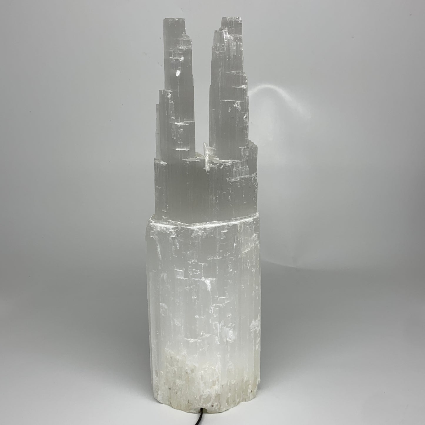 9.2 lbs, 15.3"x4.6"x3.4" Rough Selenite (Satin Spar) Lamp Tower W/Chord, B35753