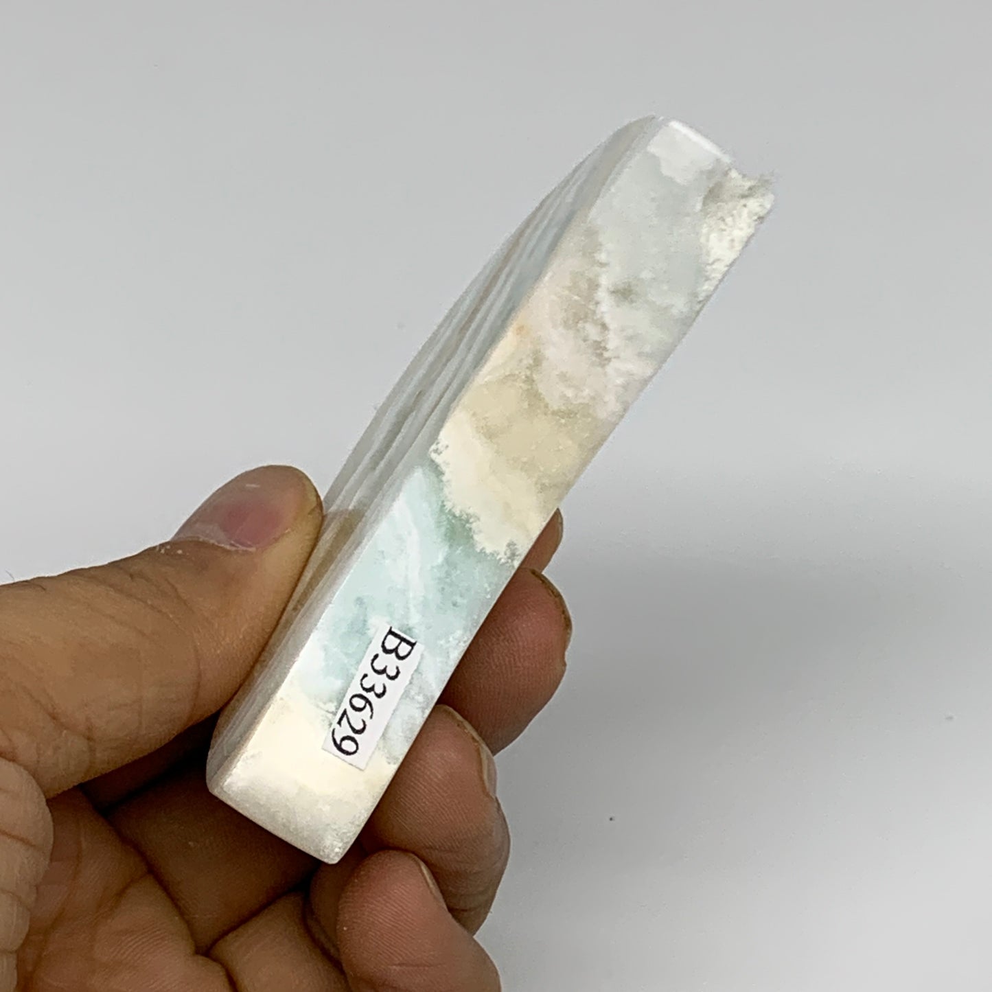 82.5g, 3"x1.3"x0.6", Caribbean Calcite Moon Crescent Gemstone, B33629