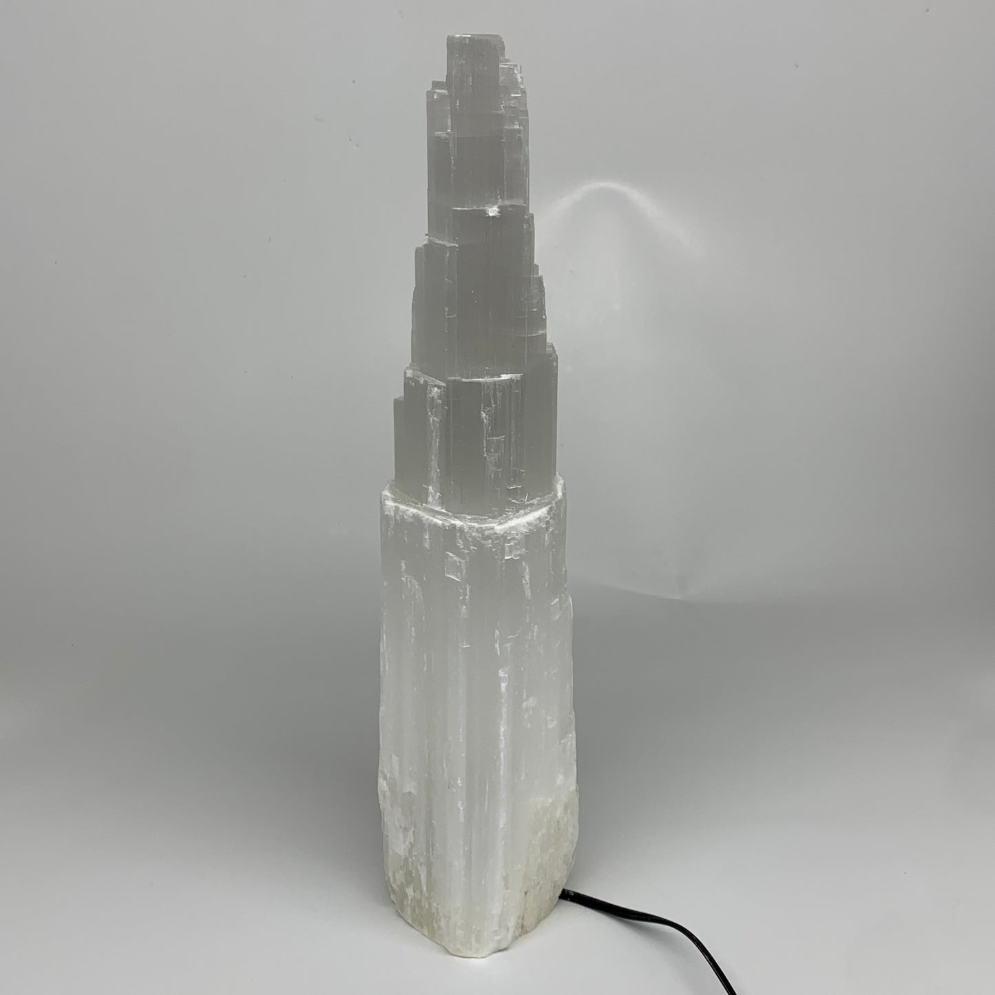 9.2 lbs, 15.3"x4.6"x3.4" Rough Selenite (Satin Spar) Lamp Tower W/Chord, B35753