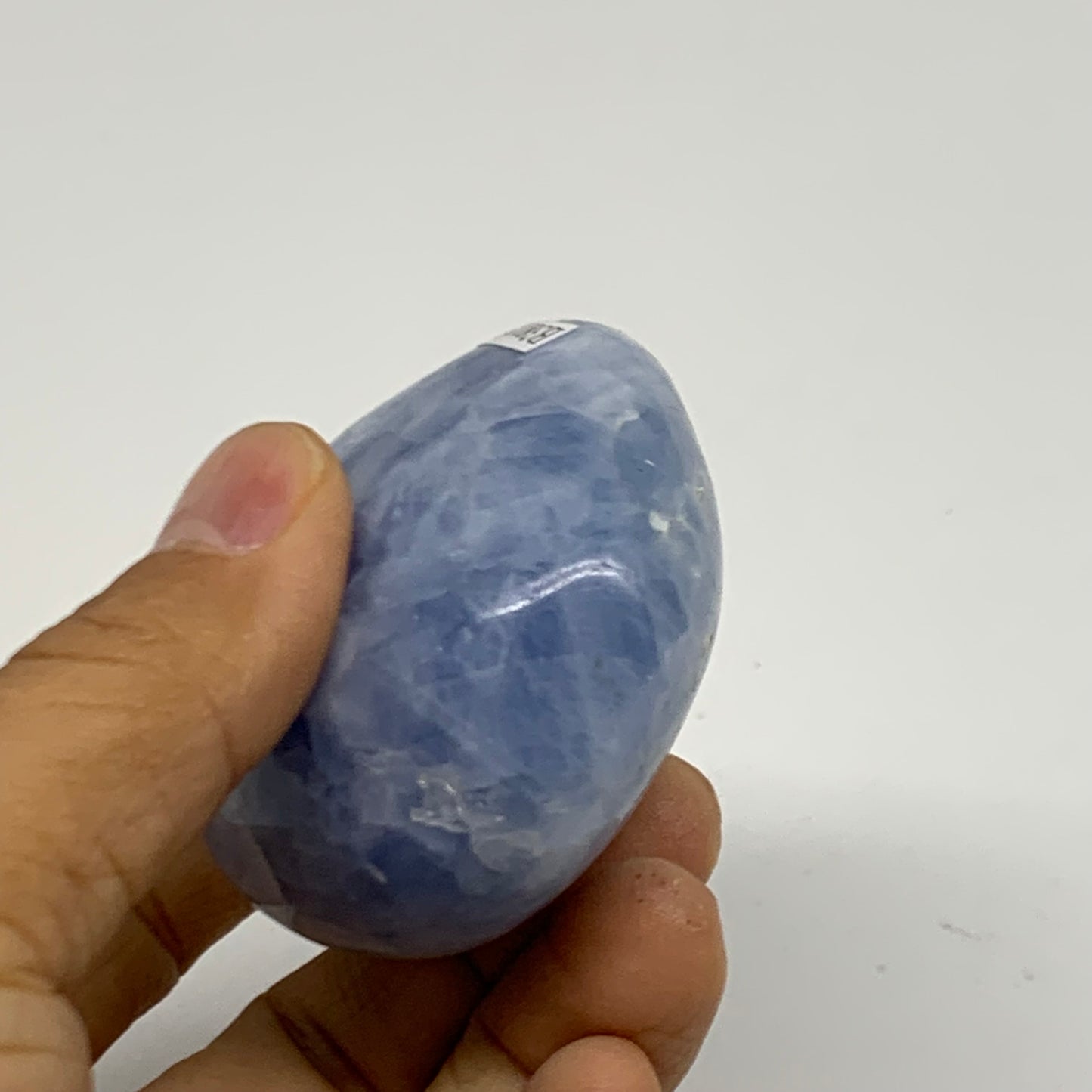 159.9g, 2.5"x2.2"x1.3" Blue Calcite Palm-Stone Polished Tumbled, B38119