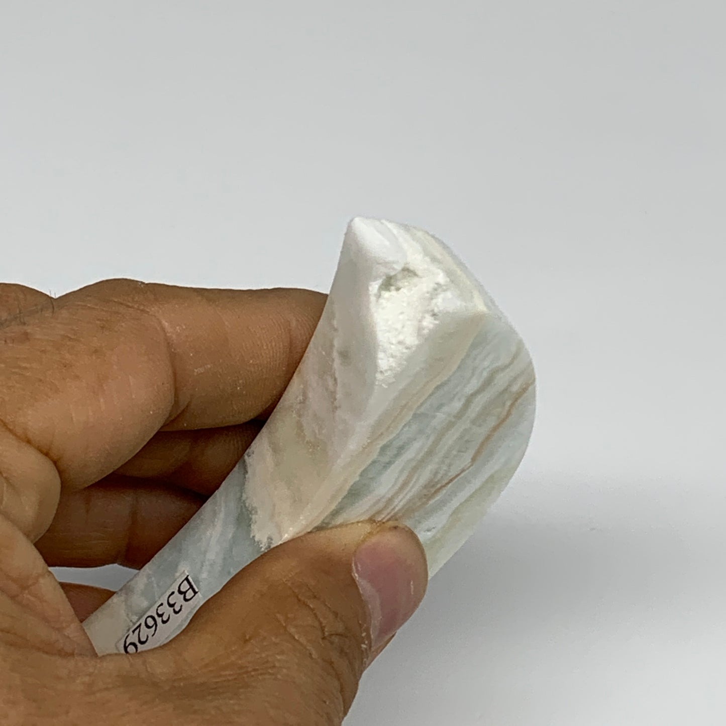 82.5g, 3"x1.3"x0.6", Caribbean Calcite Moon Crescent Gemstone, B33629